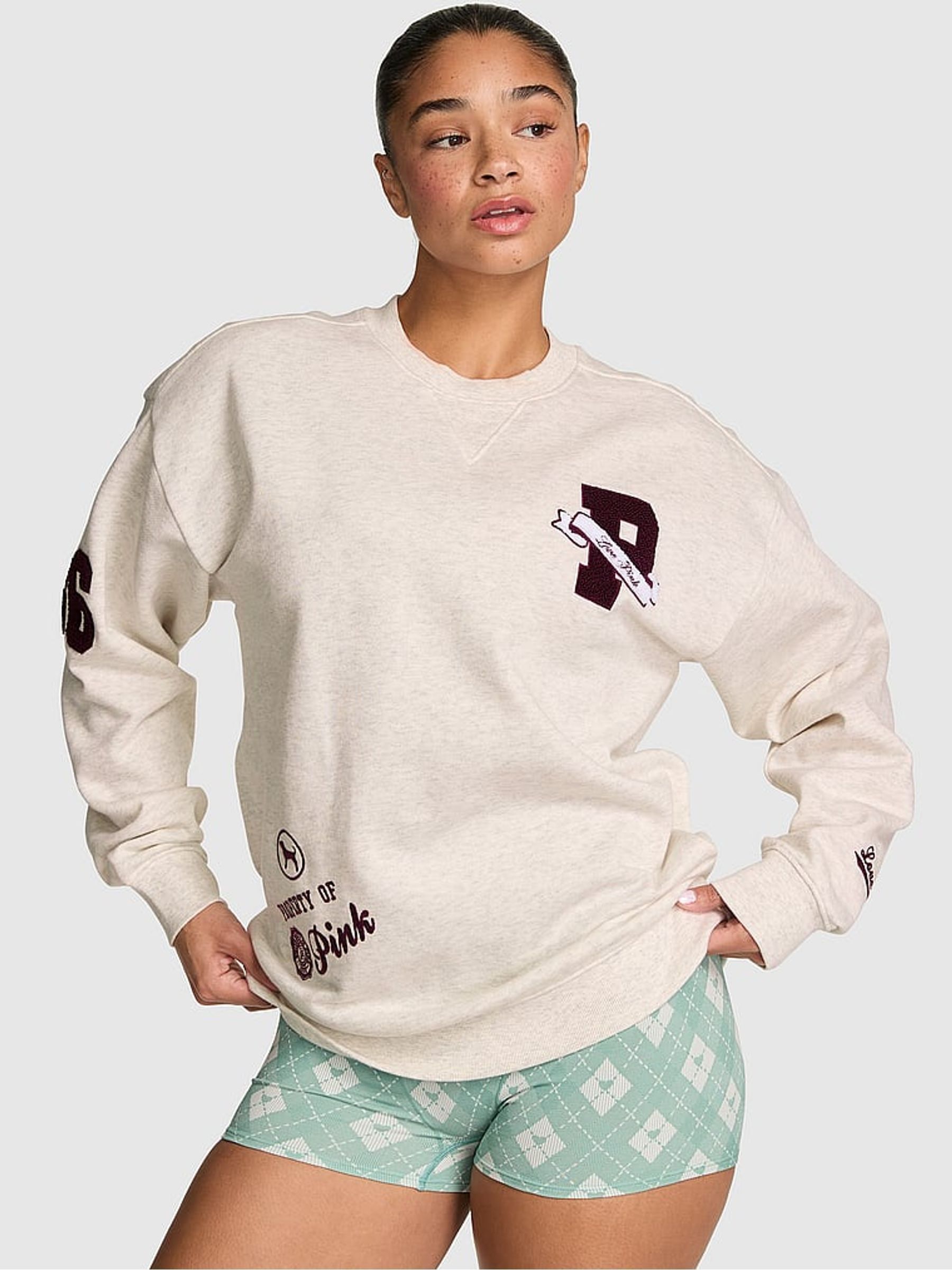 Snow Heather Grey Fleece Sweatshirt - Image 2 of 3 Snow Heather Grey Fleece Sweatshirt - Image 2 of 3