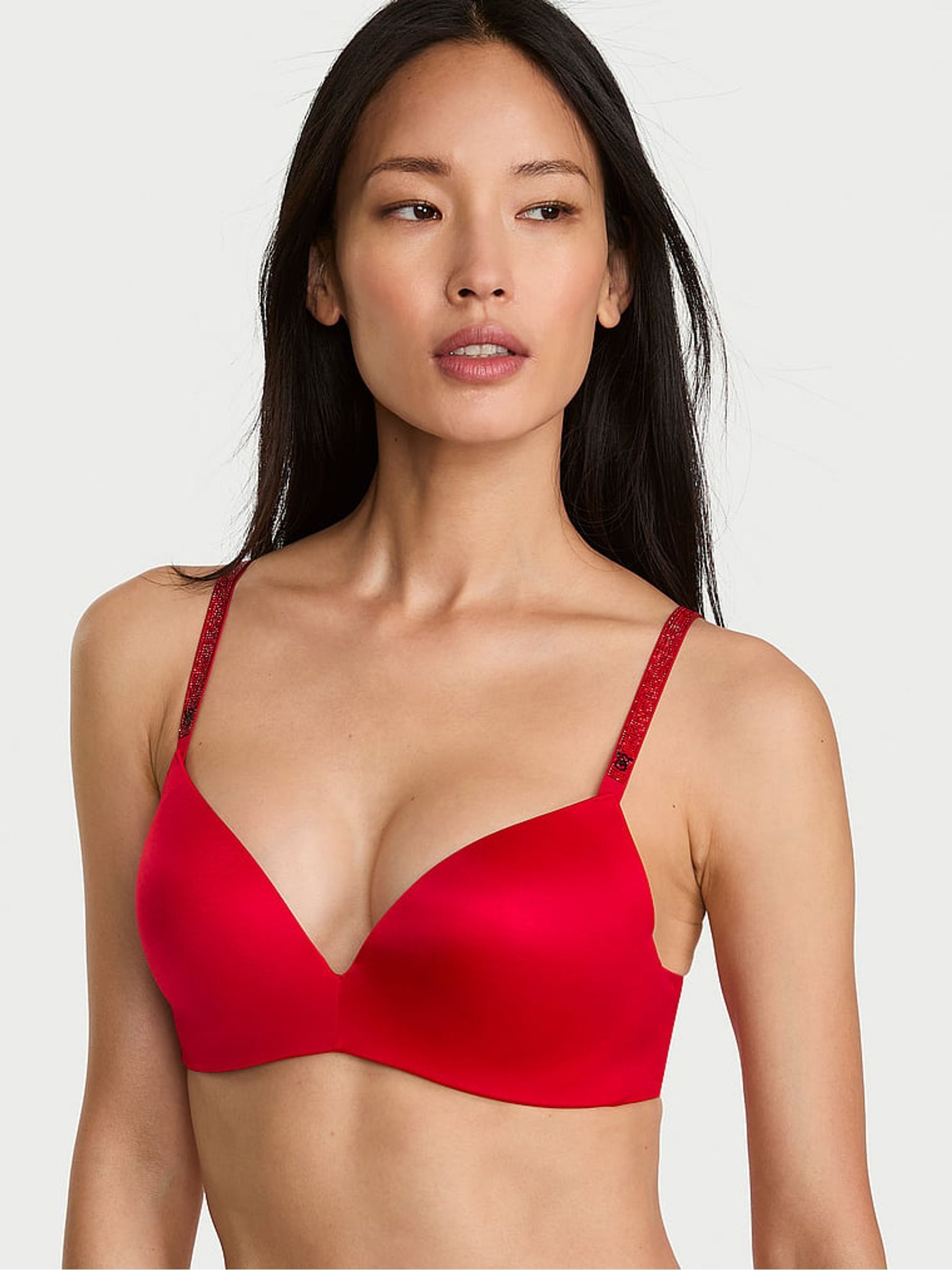 Lipstick Red Monogram Non Wired Push Up So Obsessed Shine Strap Bra - Image 1 of 2 Lipstick Red Monogram Non Wired Push Up So Obsessed Shine Strap Bra - Image 1 of 2