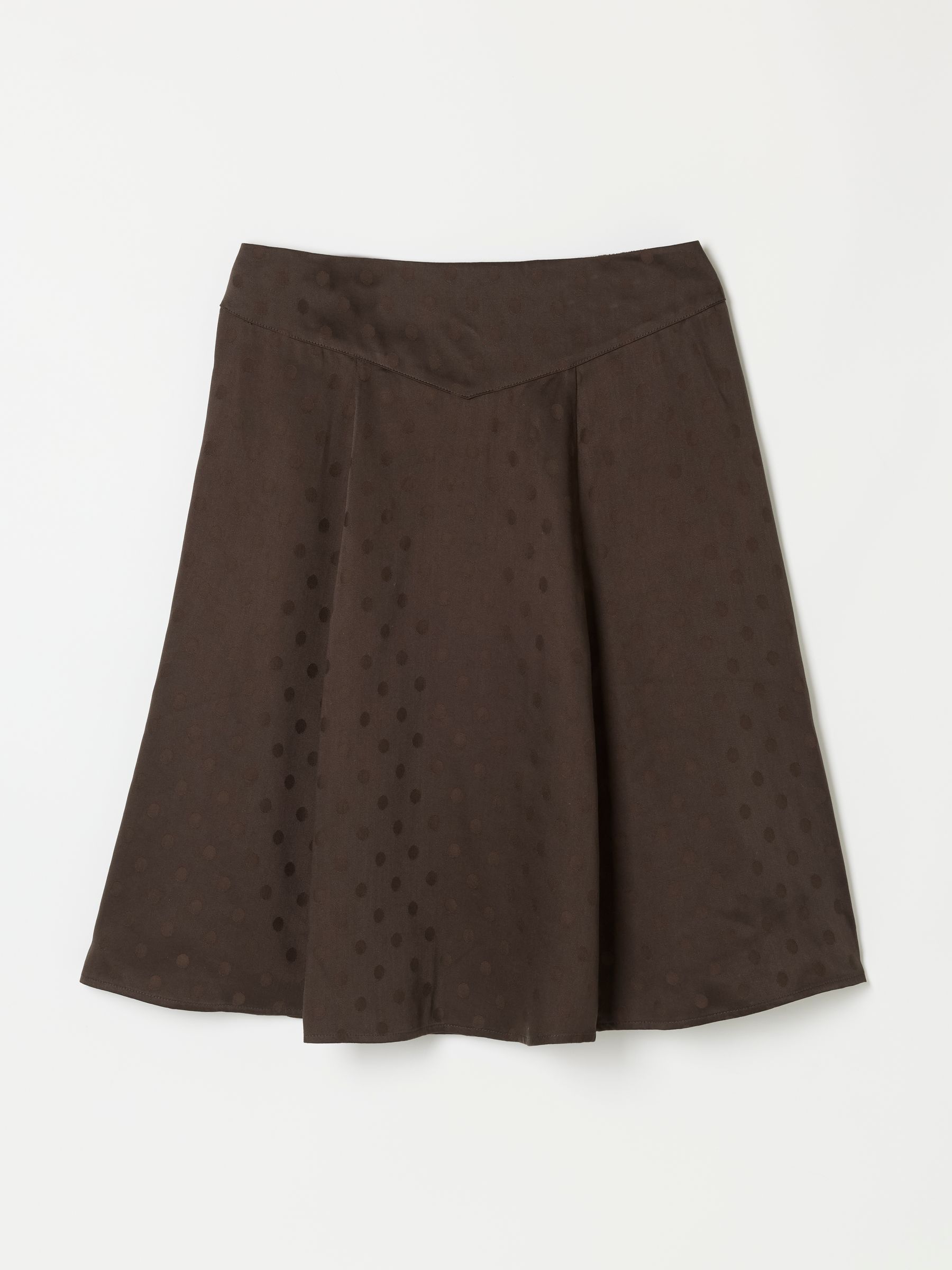 Selena Chocolate Brown Polka Dot Satin Mini Skirt - Image 6 of 6