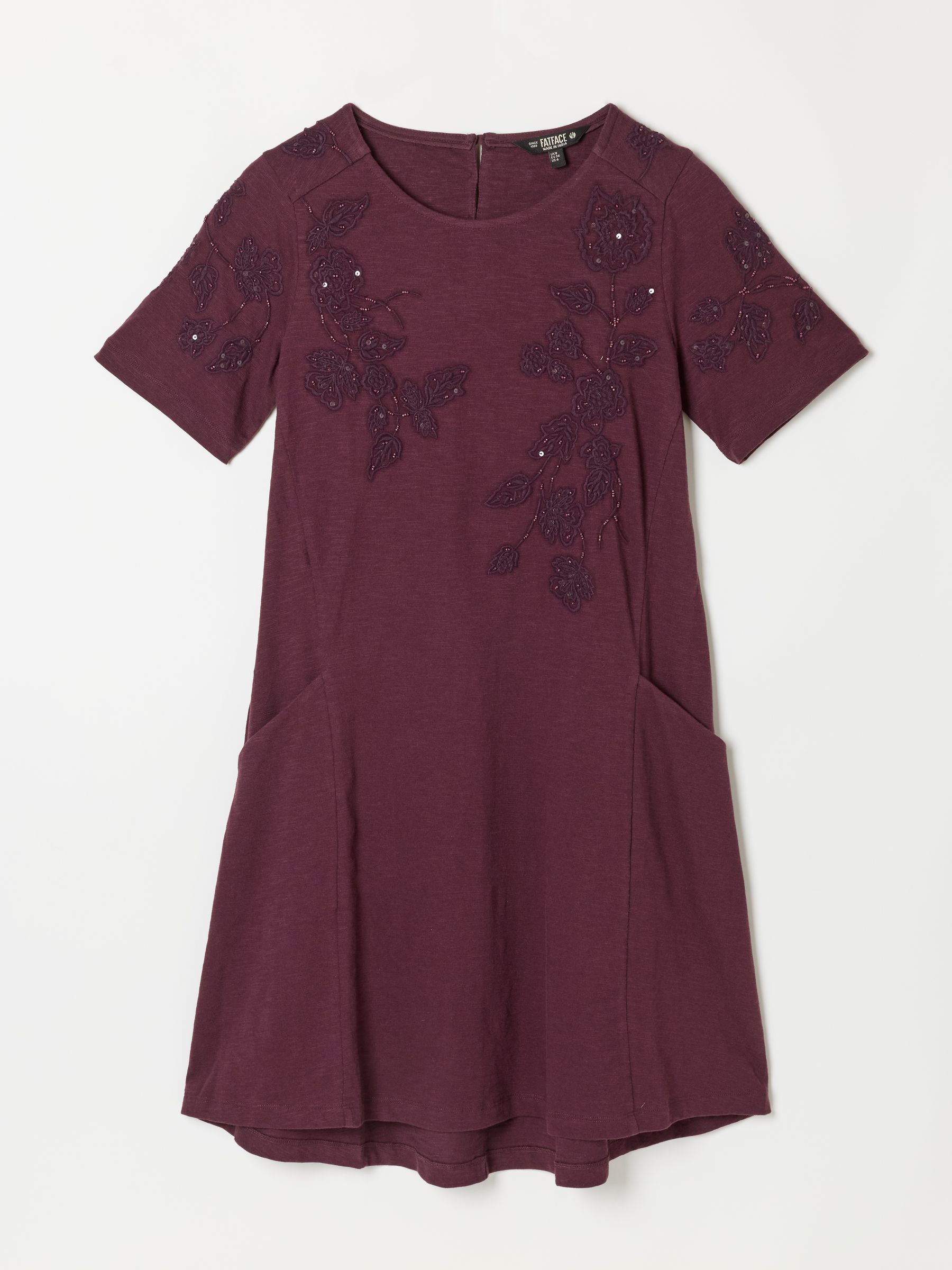 Simone Dark Purple Floral Jersey Dress - Image 6 of 6