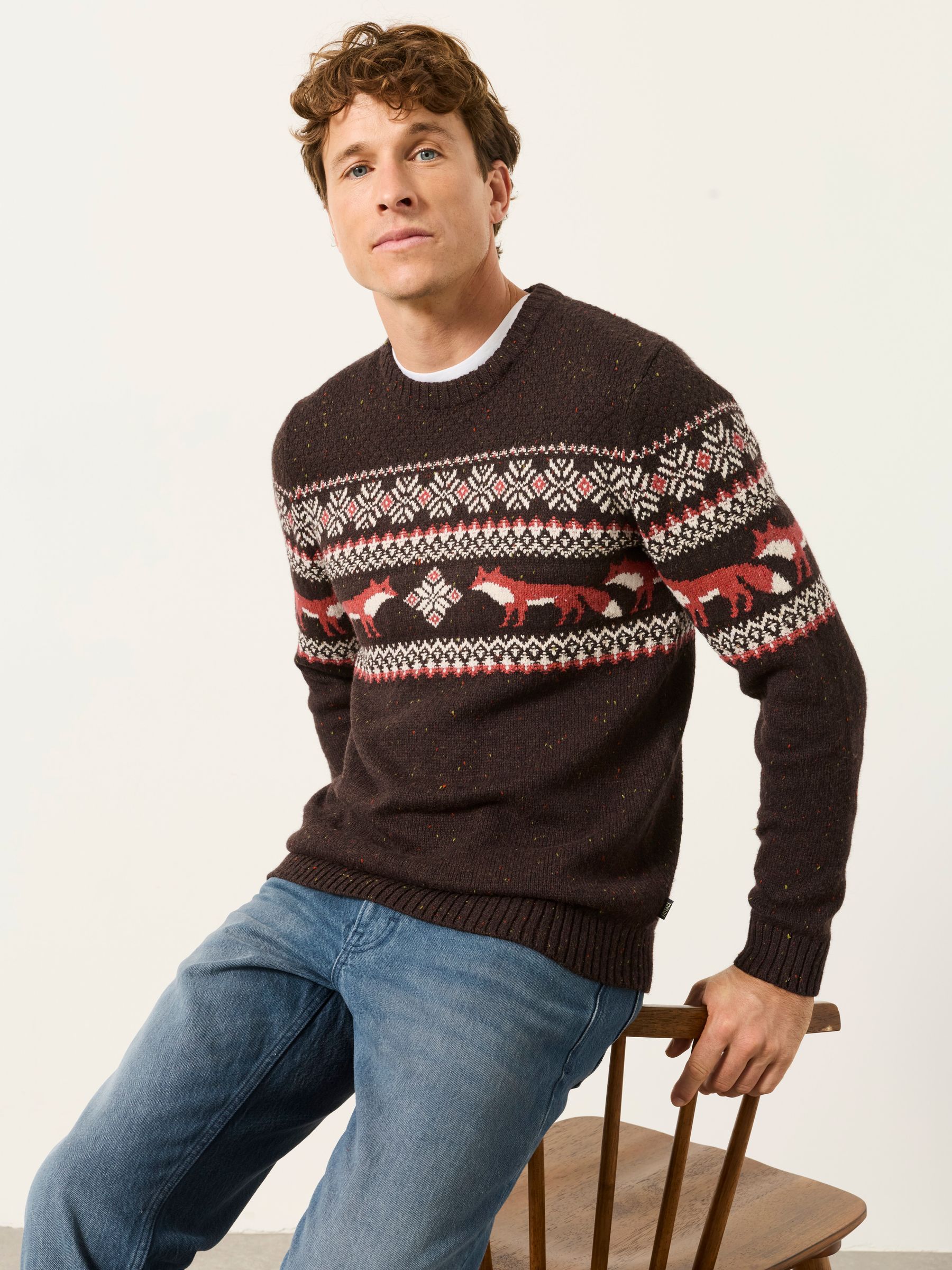 Brown Fox Crew Neck Christmas Jumper - Image 3 of 5