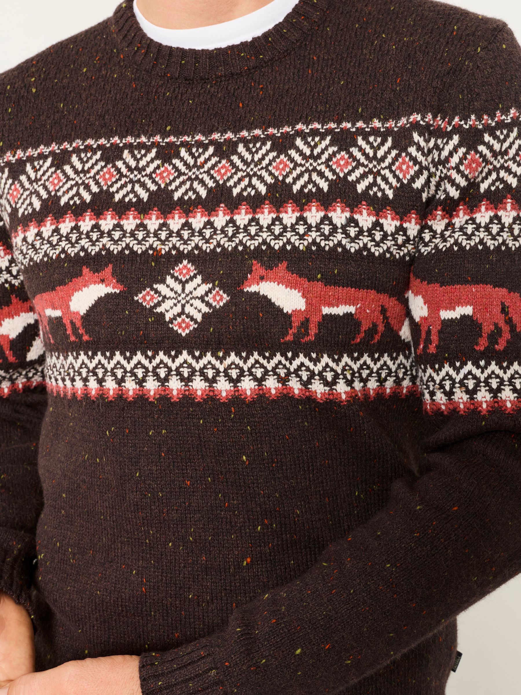 Brown Fox Crew Neck Christmas Jumper - Image 4 of 5