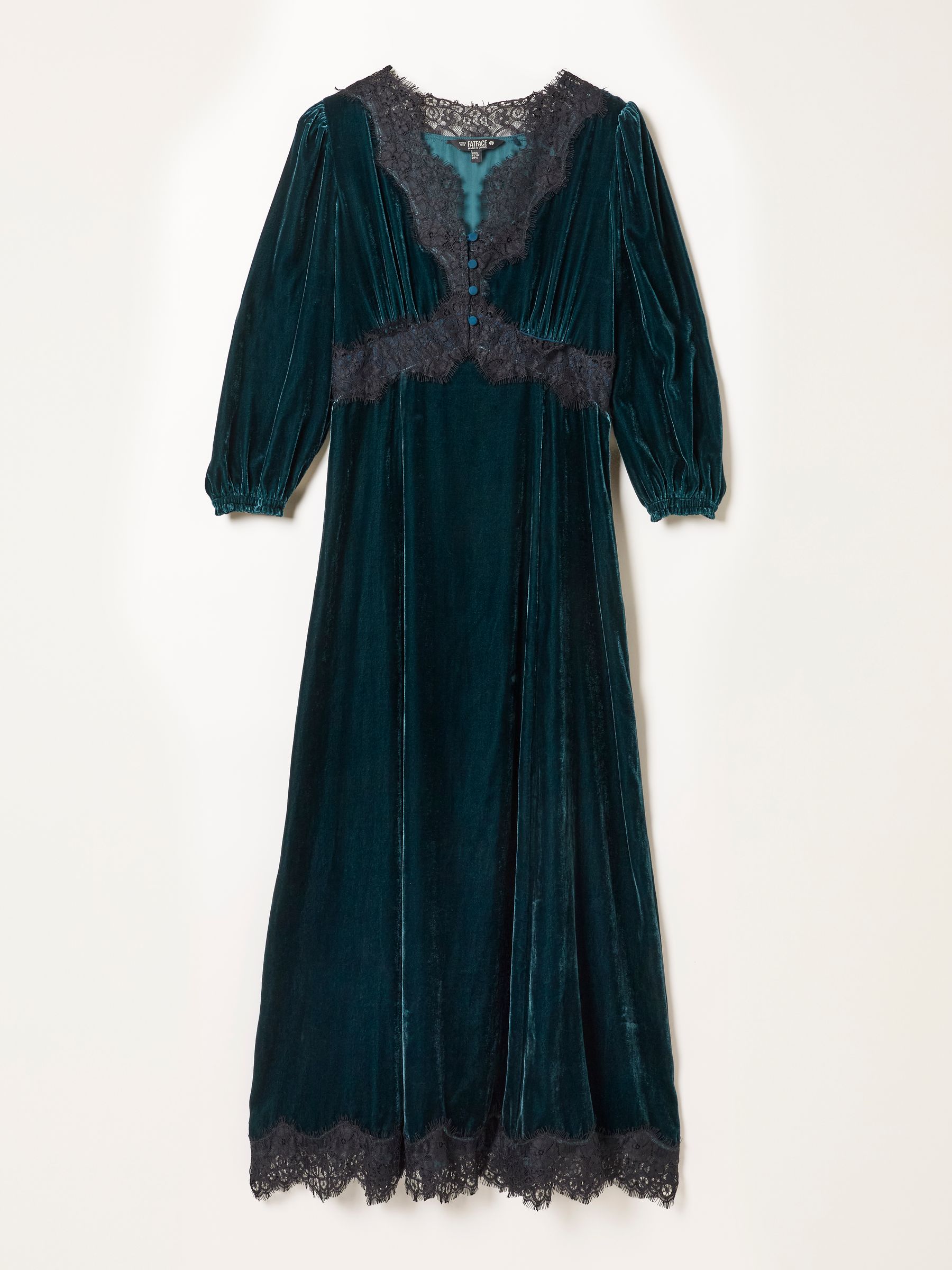 Libby Teal Blue Velvet Midi Dress - Image 6 of 6