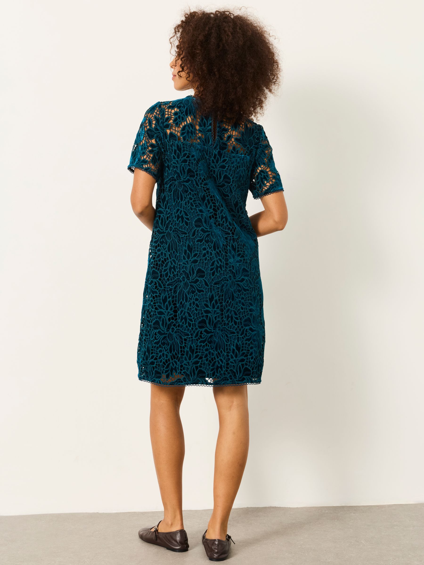 Simone Teal Blue Lace Dress - Image 2 of 5