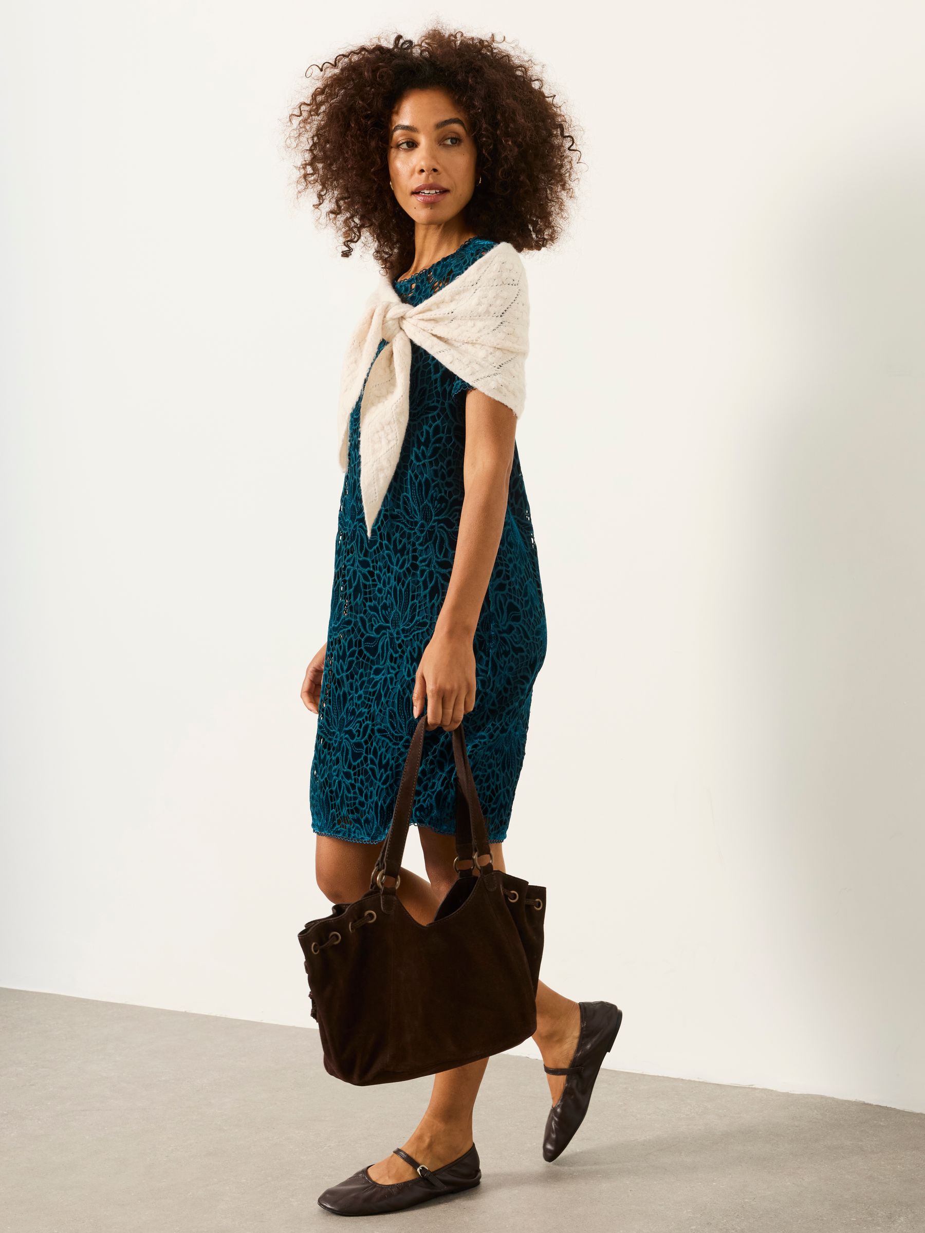 Simone Teal Blue Lace Dress - Image 4 of 5
