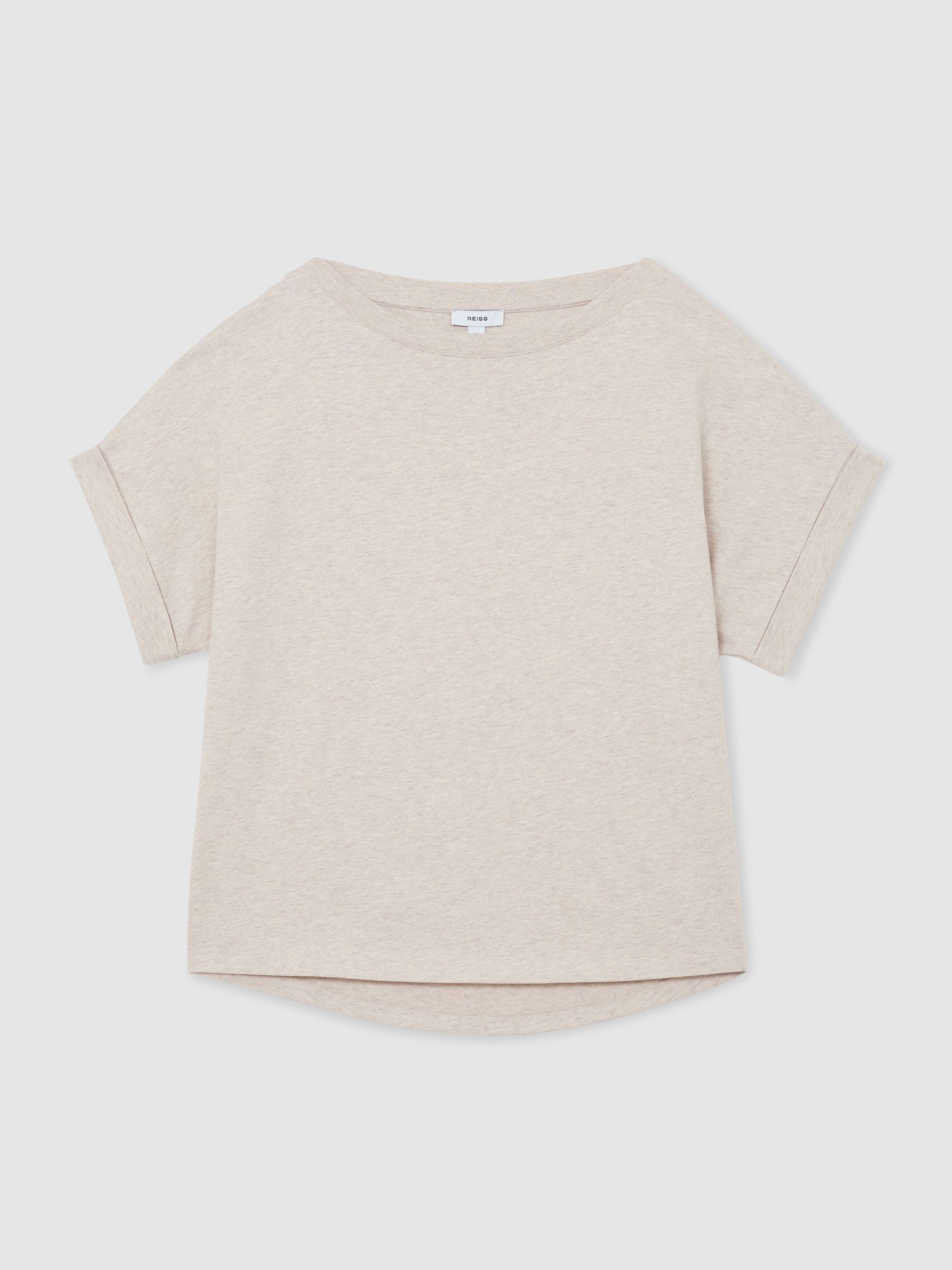 Cotton Wide-Neck Relaxed-Fit T-Shirt in Neutral Marl - image 1