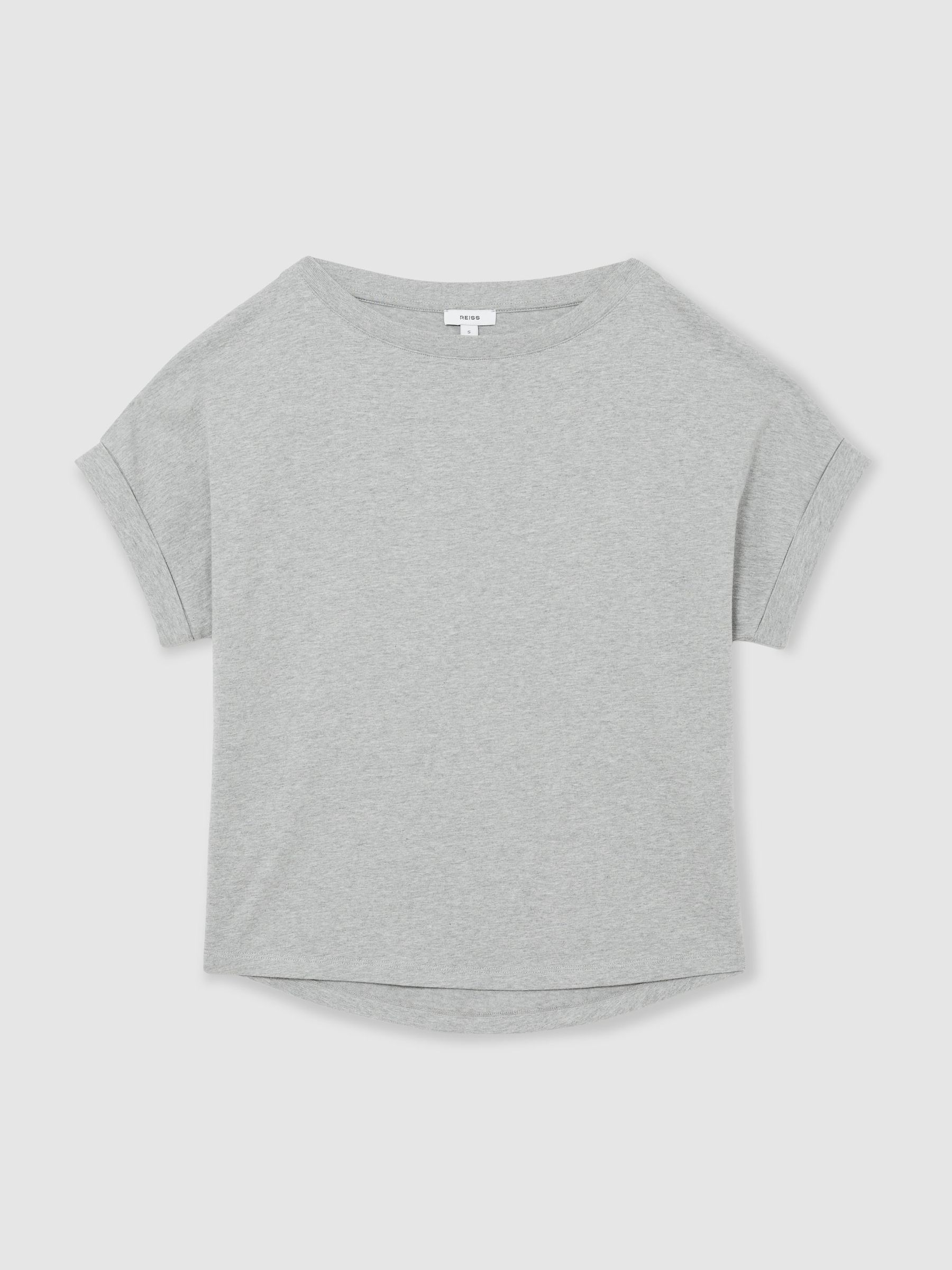 Cotton Wide-Neck Relaxed-Fit T-Shirt in Grey Marl - image 1
