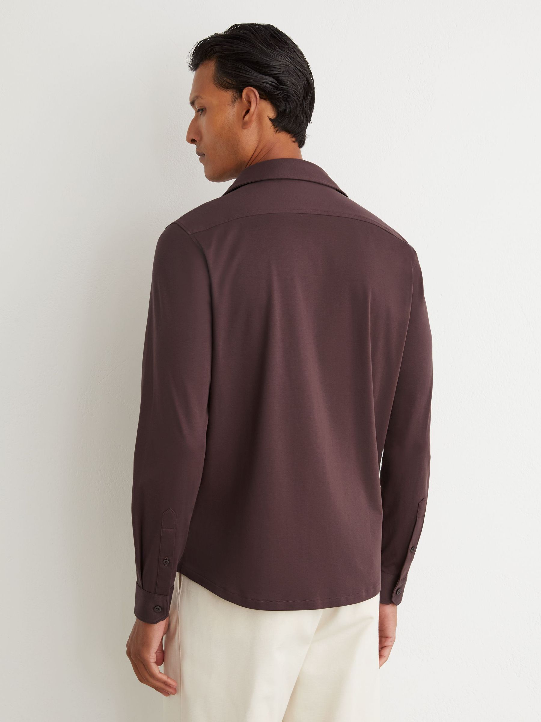 Air-Water Cotton Slim-Fit Shirt in Dark Plum - Bild 4 av 5