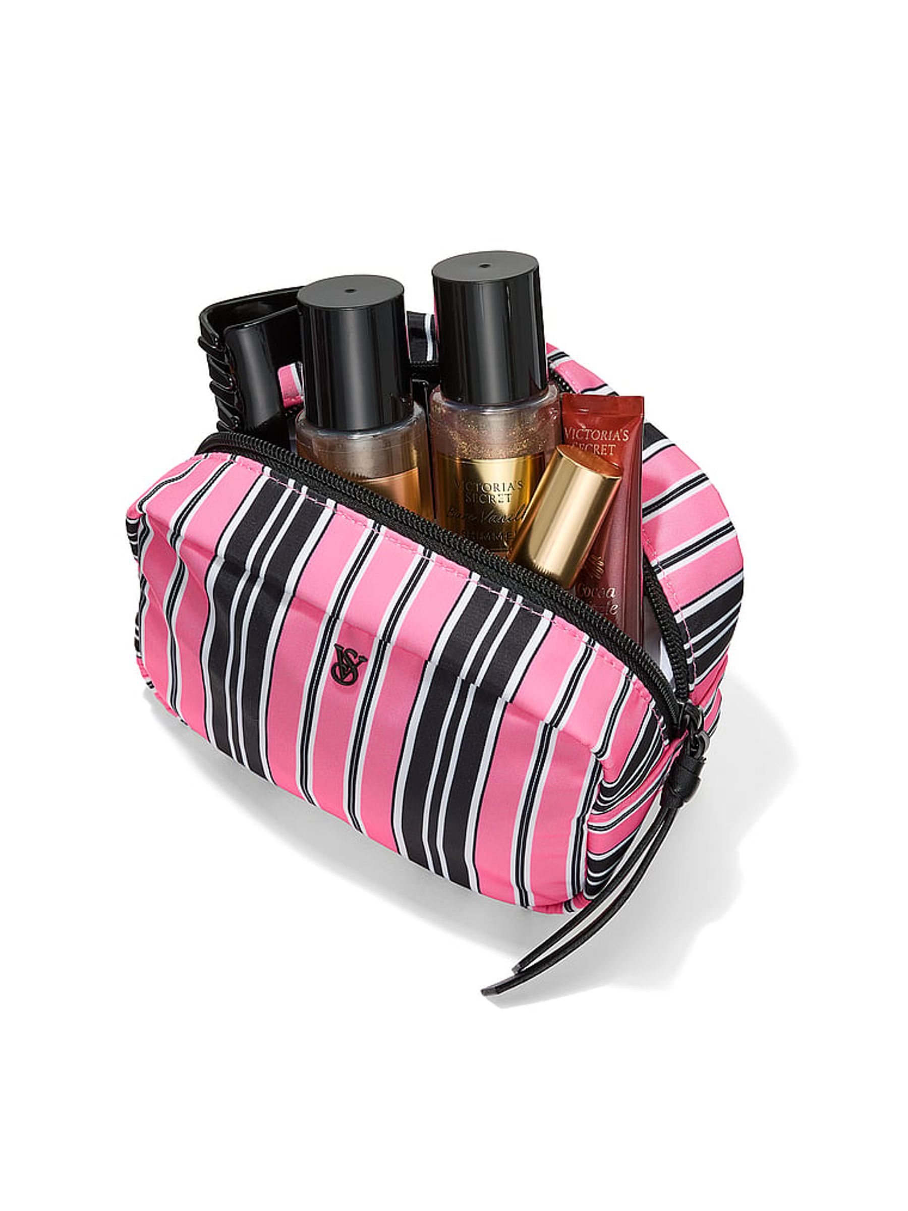Pink Black Stripe Make Up Bag - Image 2 of 3