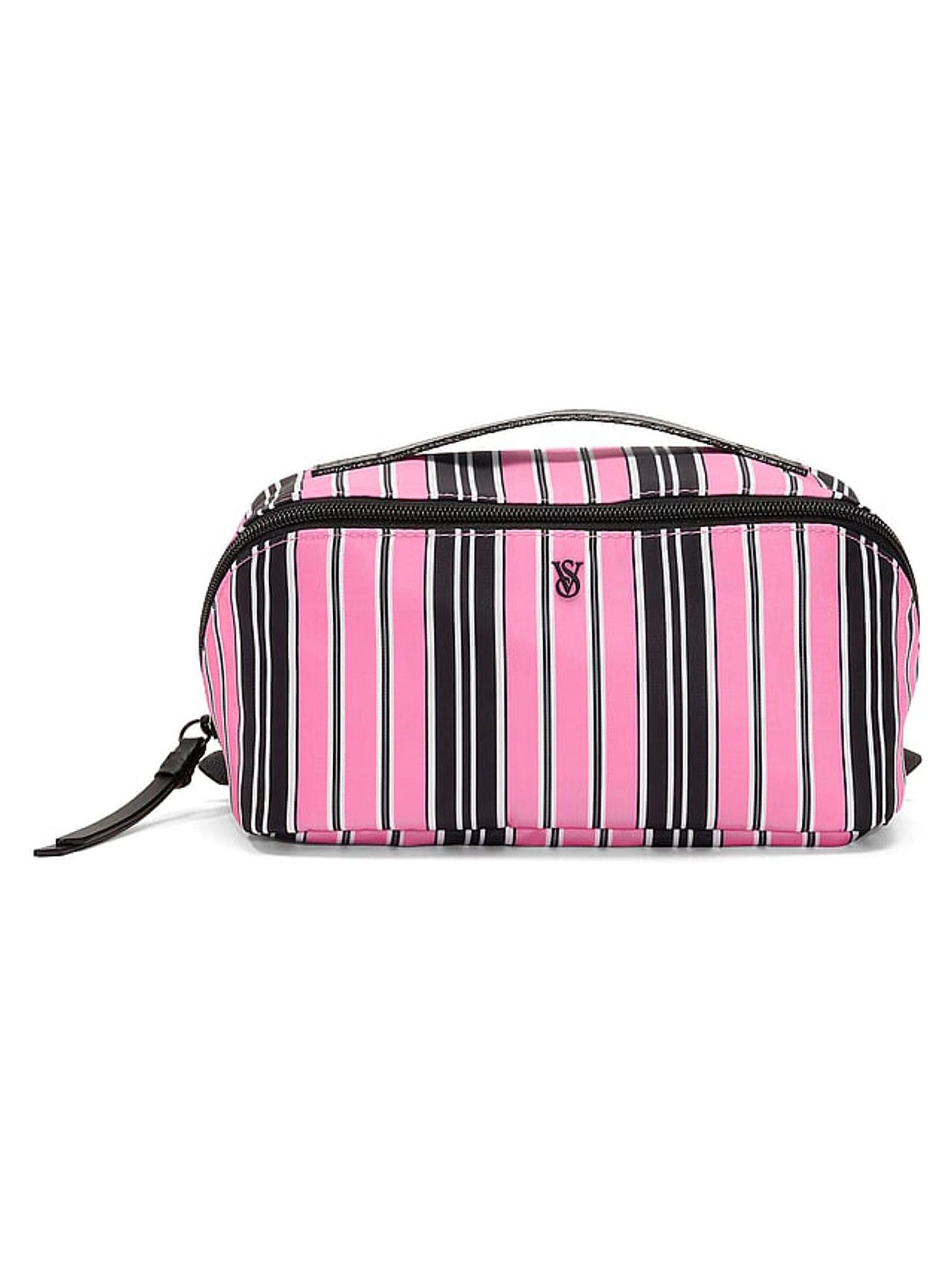 Pink Black Stripe Makeup Bag 3 Piece - Image 2 of 3 Pink Black Stripe Makeup Bag 3 Piece - Image 2 of 3