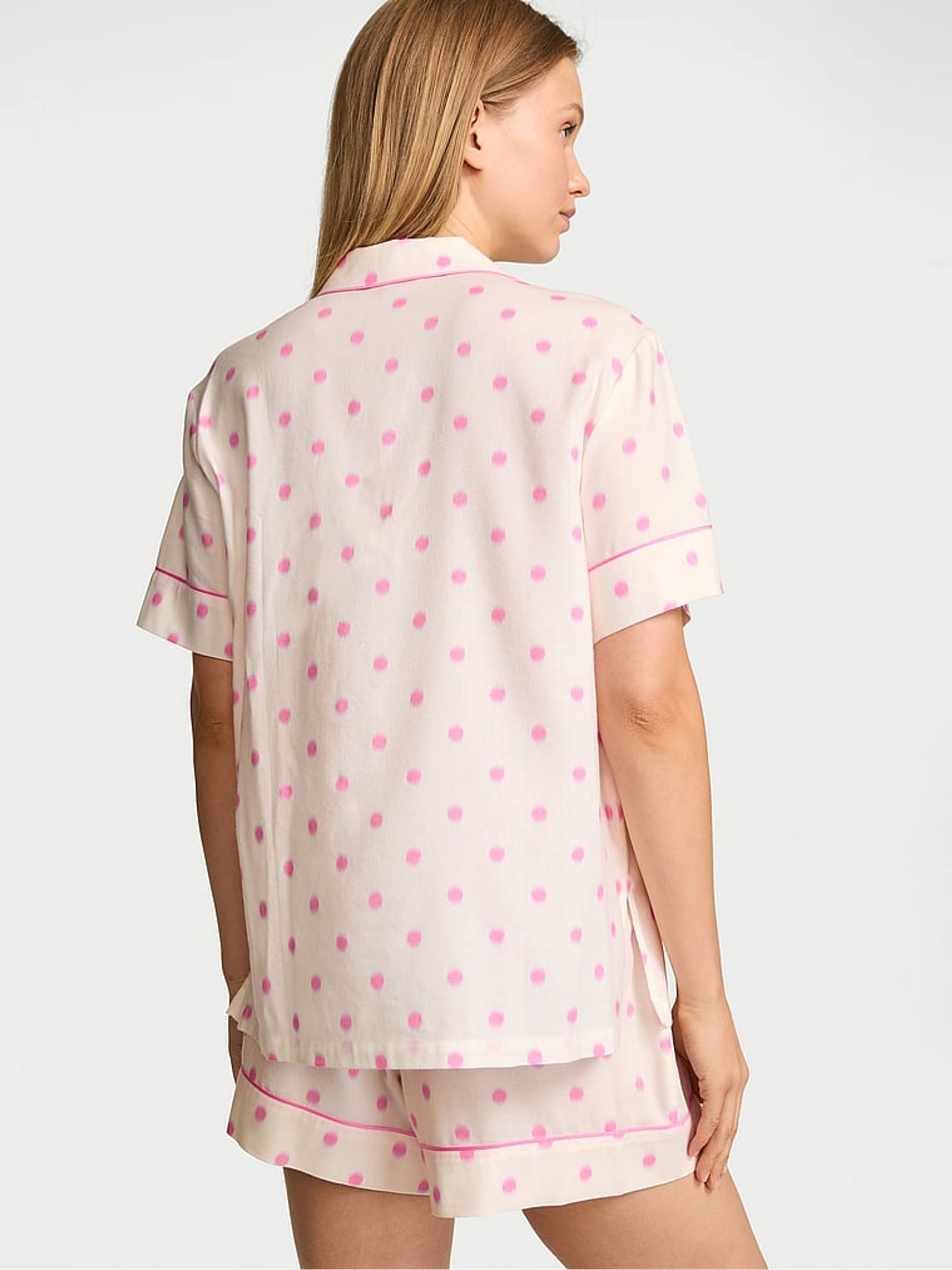 Pink Polka Dot White Flannel Shorts Pyjama Set - Image 3 of 3