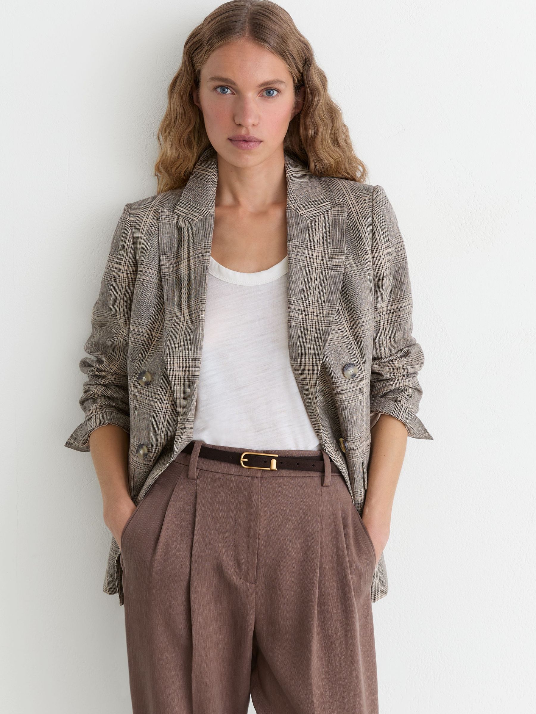 Slim Suede Half-Keeper Belt in Chocolate - Image 1 of 5
