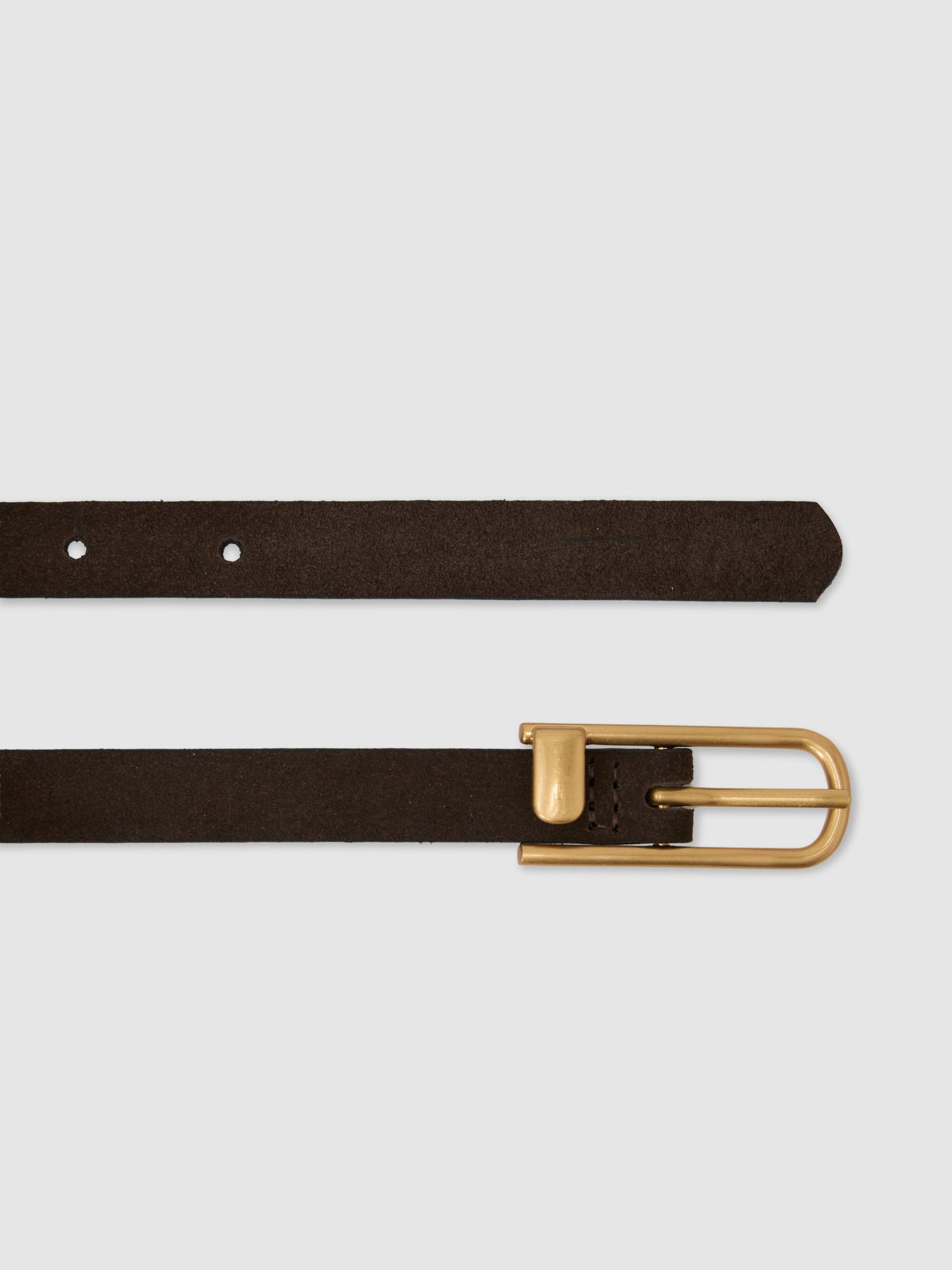 Slim Suede Half-Keeper Belt in Chocolate - image 3