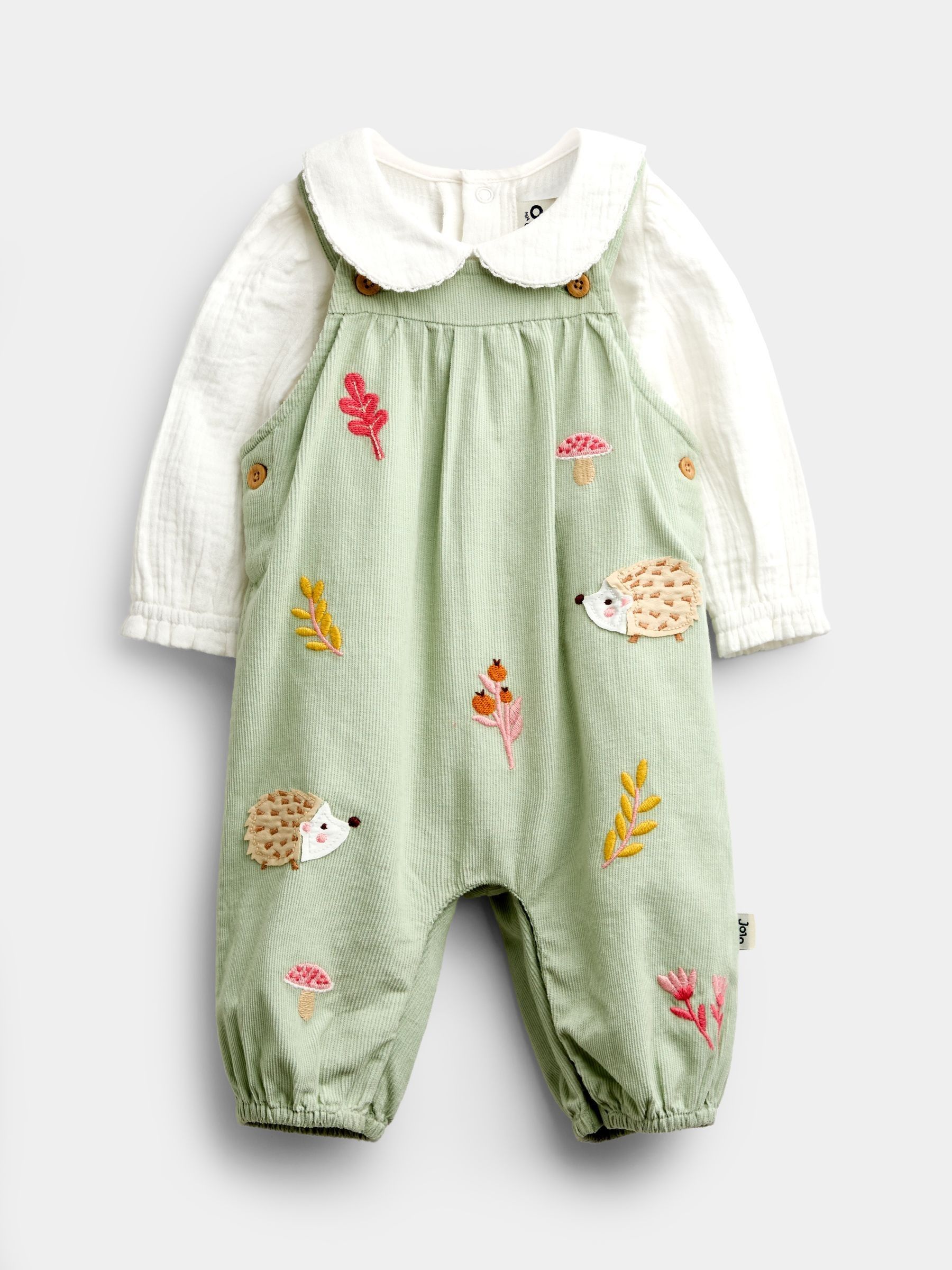 Sage Green Woodland Dungaree & Bodysuit Set - Image 1 of 7