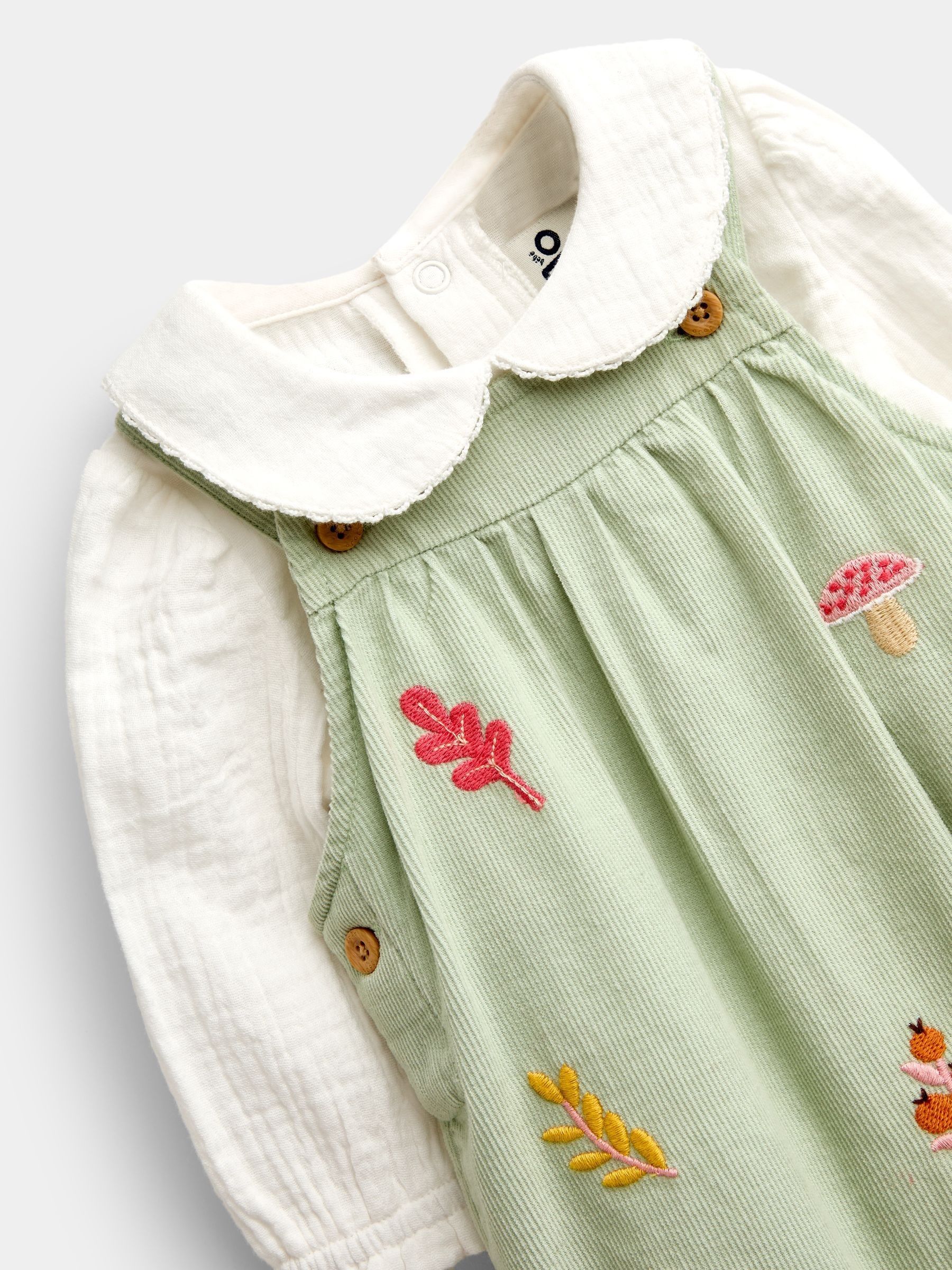 Sage Green Woodland Dungaree & Bodysuit Set - Image 6 of 7