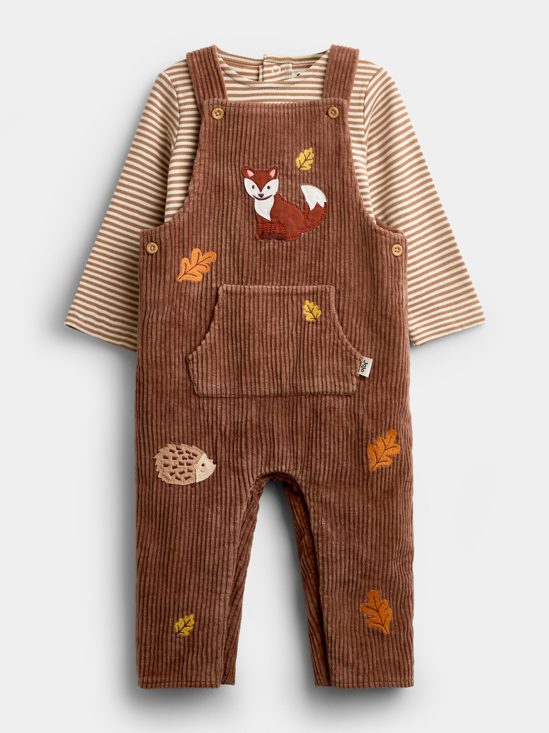 Natural Woodland Embroidered Dungaree & Bodysuit Set - Image 1 of 6
