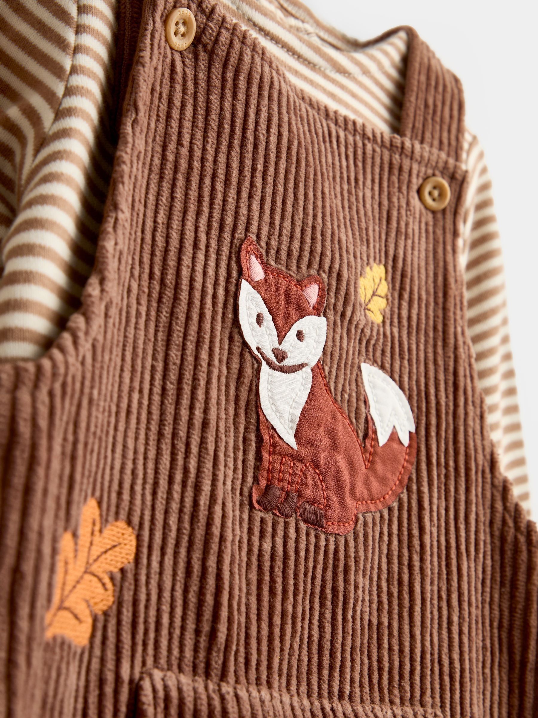 Natural Woodland Embroidered Dungaree & Bodysuit Set - Image 6 of 6