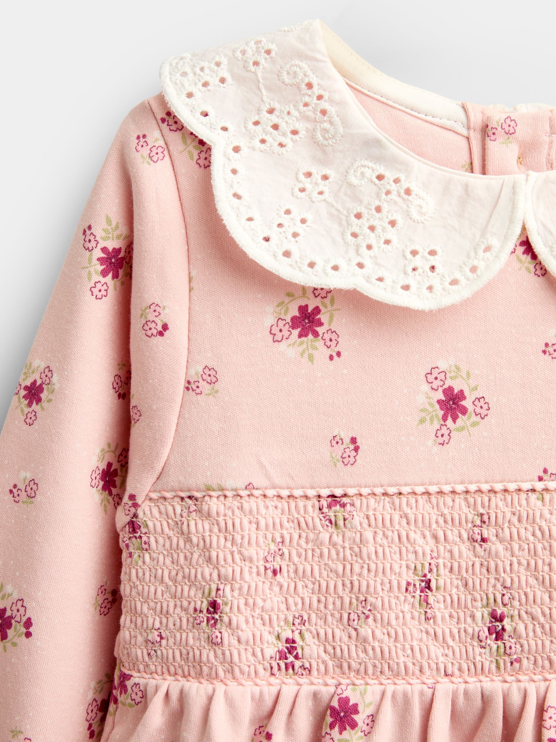 Pink Floral Smocked Dress Set - Image 6 of 6