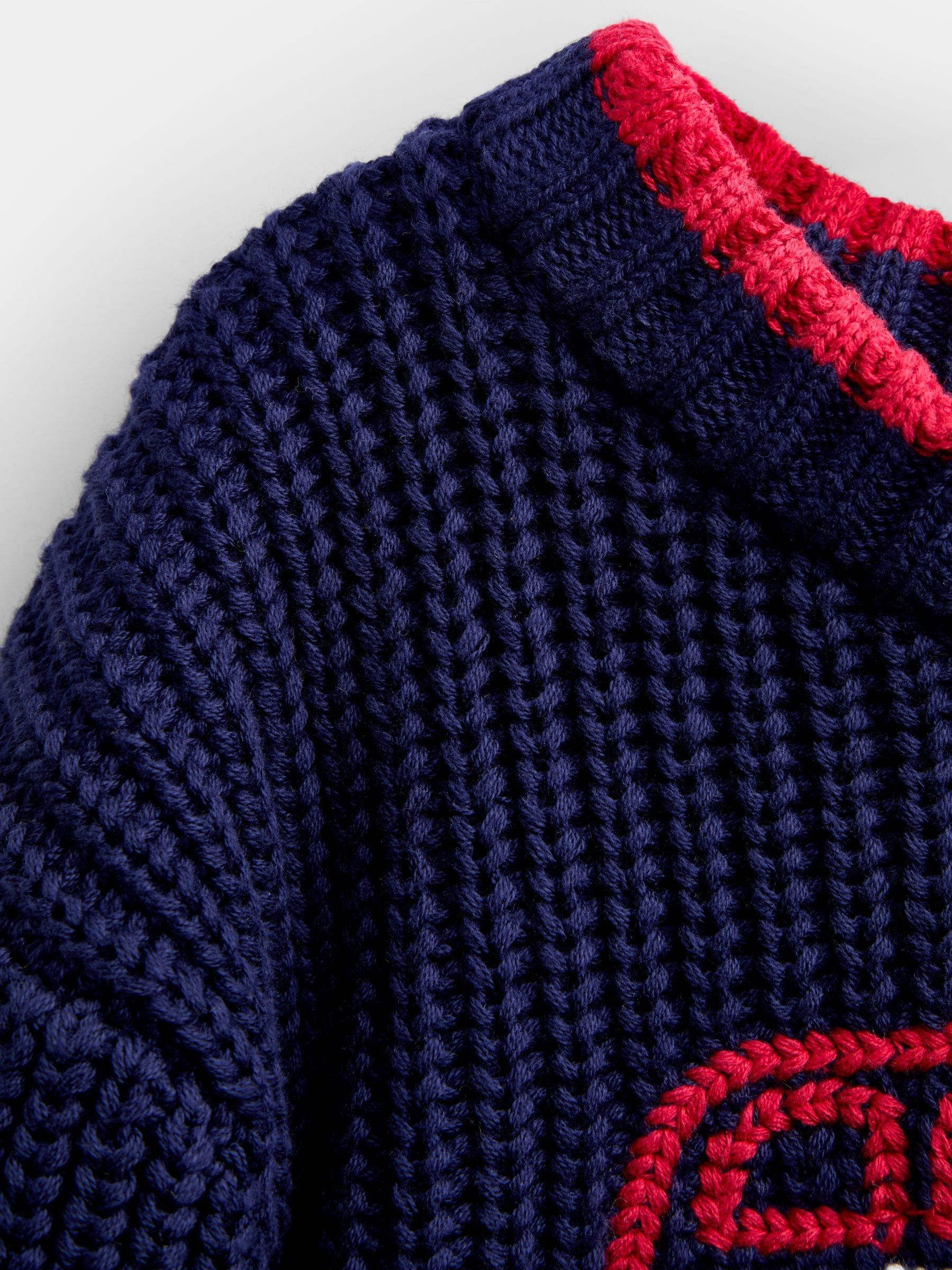 Navy Blue London Bus Embroidered Knitted Jumper - Image 3 of 4