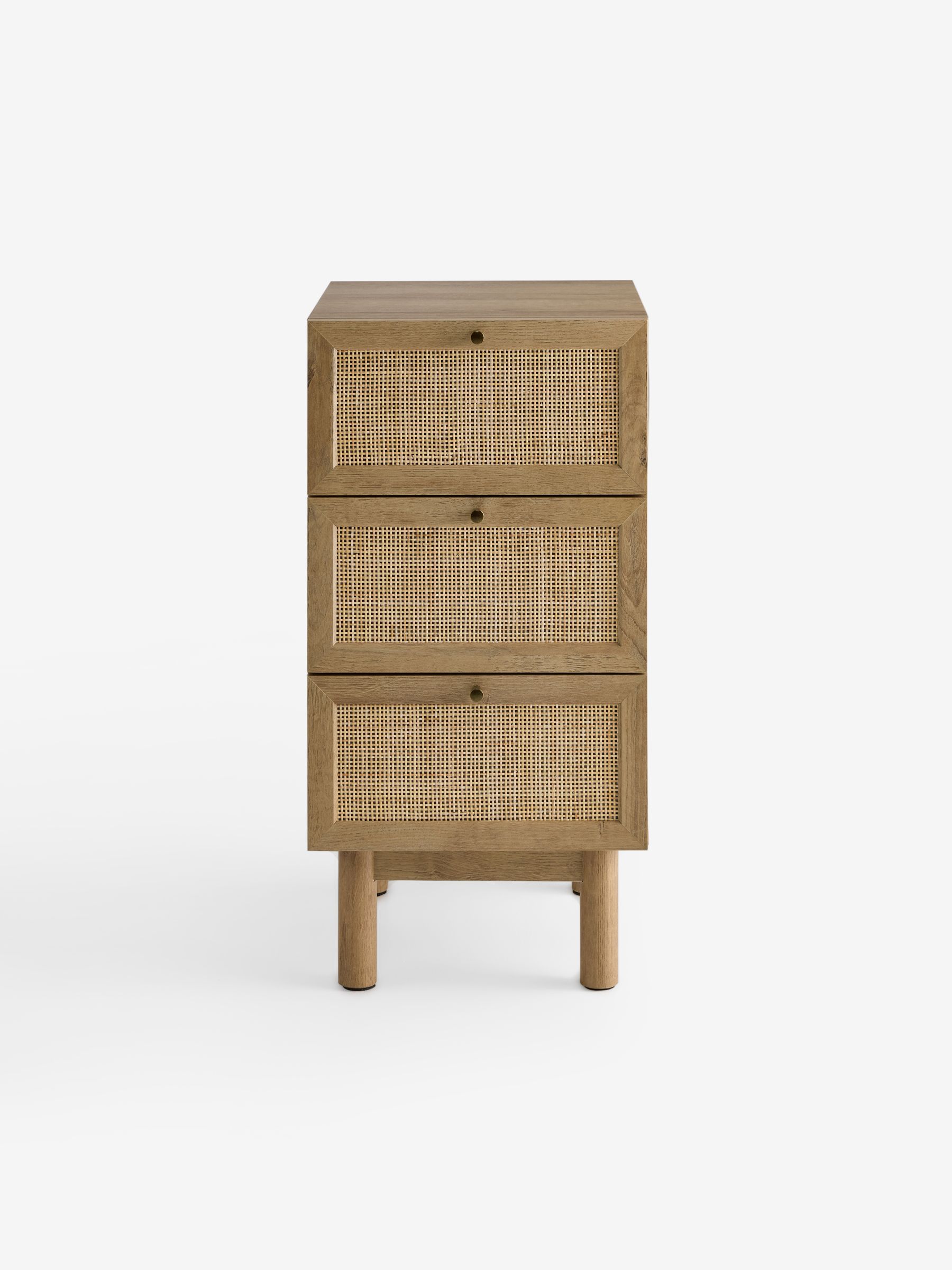 Pavia Rattan 3 Drawer Bedside Table in Oak Effect - Image 1 of 2 Pavia Rattan 3 Drawer Bedside Table in Oak Effect - Image 1 of 2