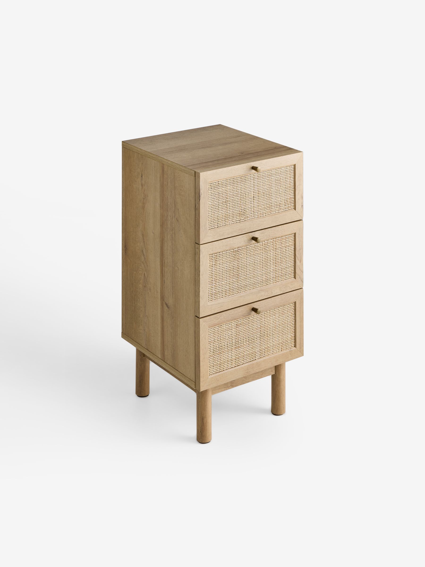 Pavia Rattan 3 Drawer Bedside Table in Oak Effect - Image 2 of 2 Pavia Rattan 3 Drawer Bedside Table in Oak Effect - Image 2 of 2