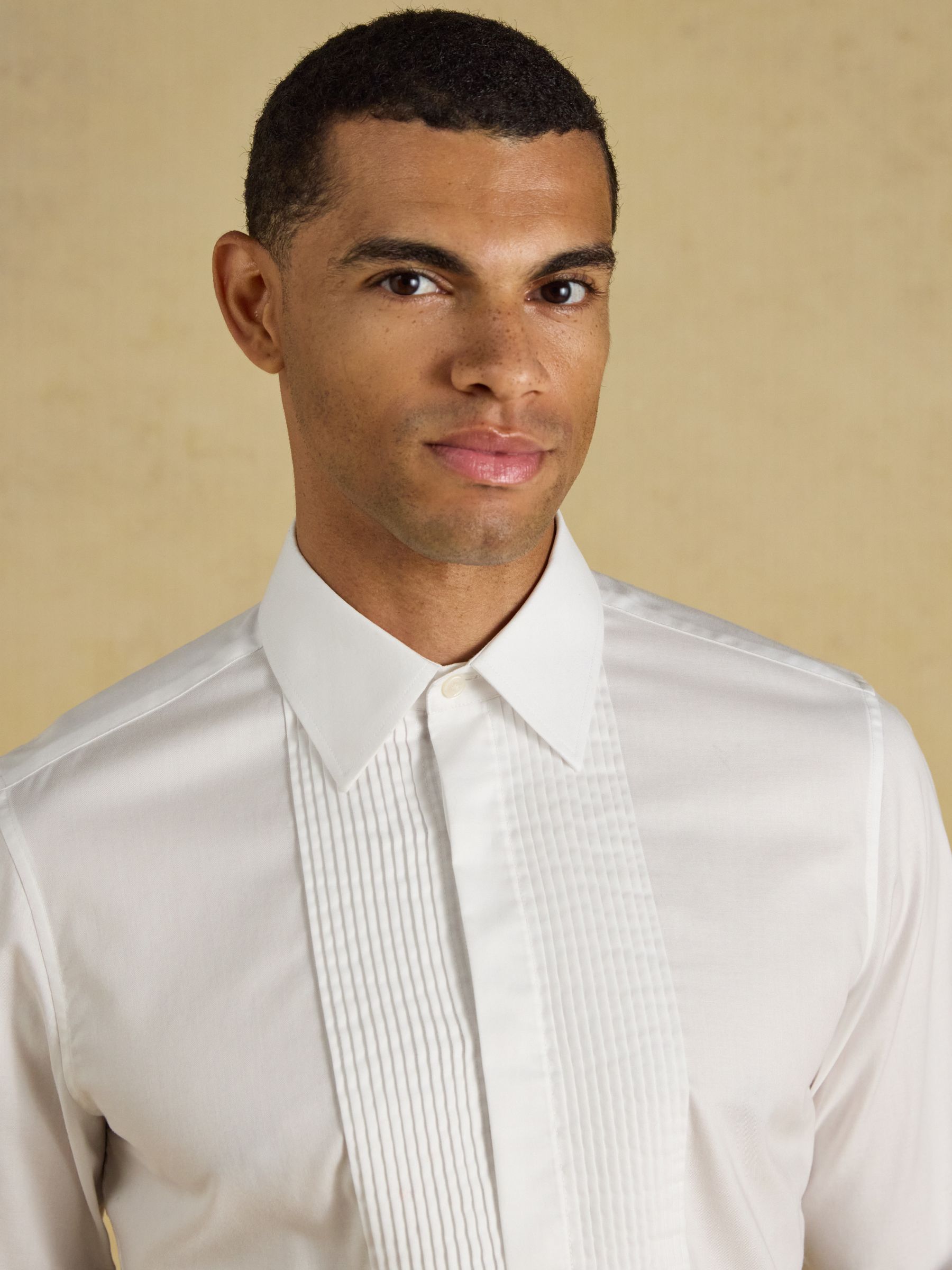 White Pleated Bib Front Dress Shirt - Image 4 of 5
