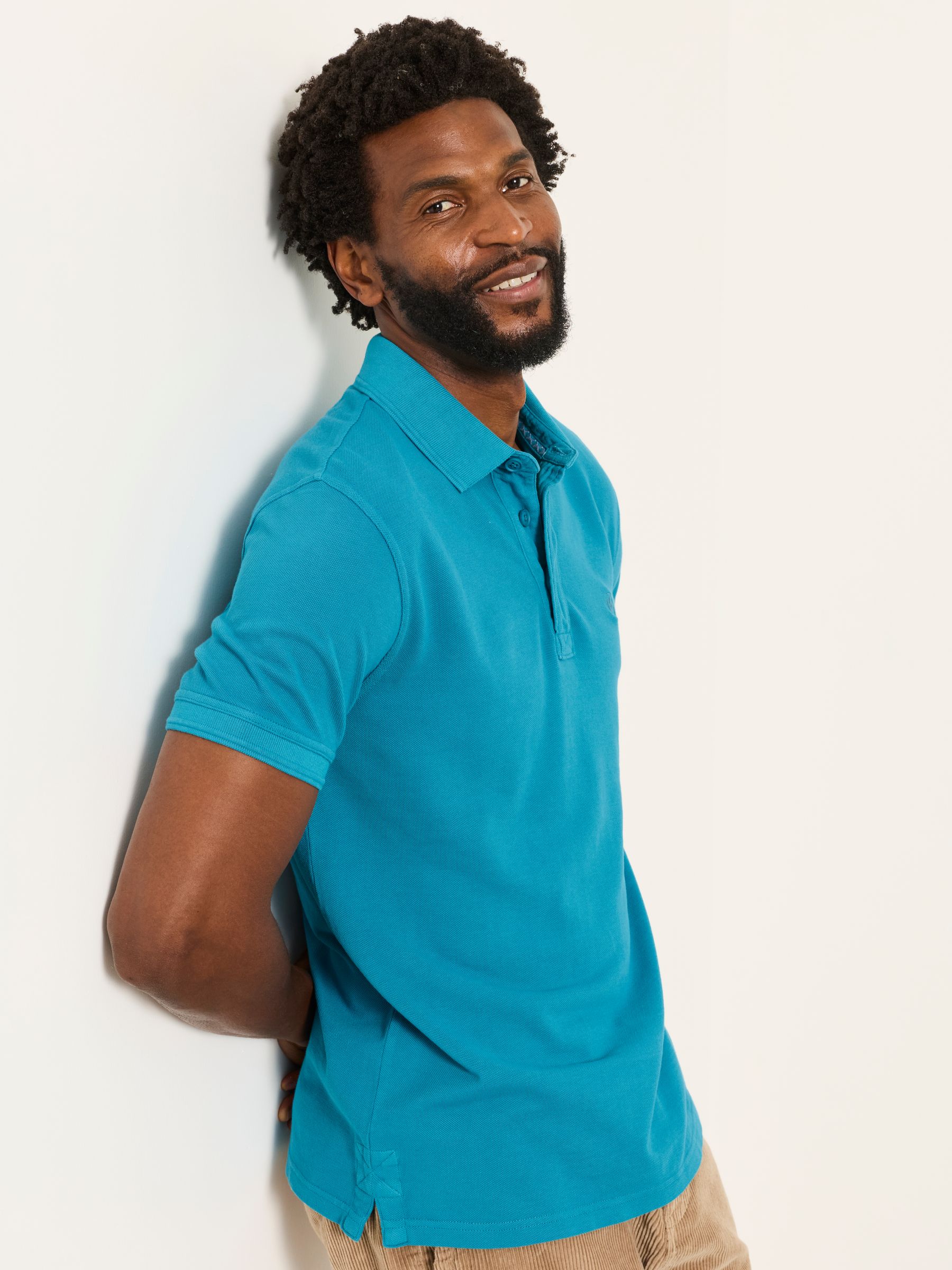 Turquoise Blue Short Sleeve Pique Polo Shirt - Image 3 of 5