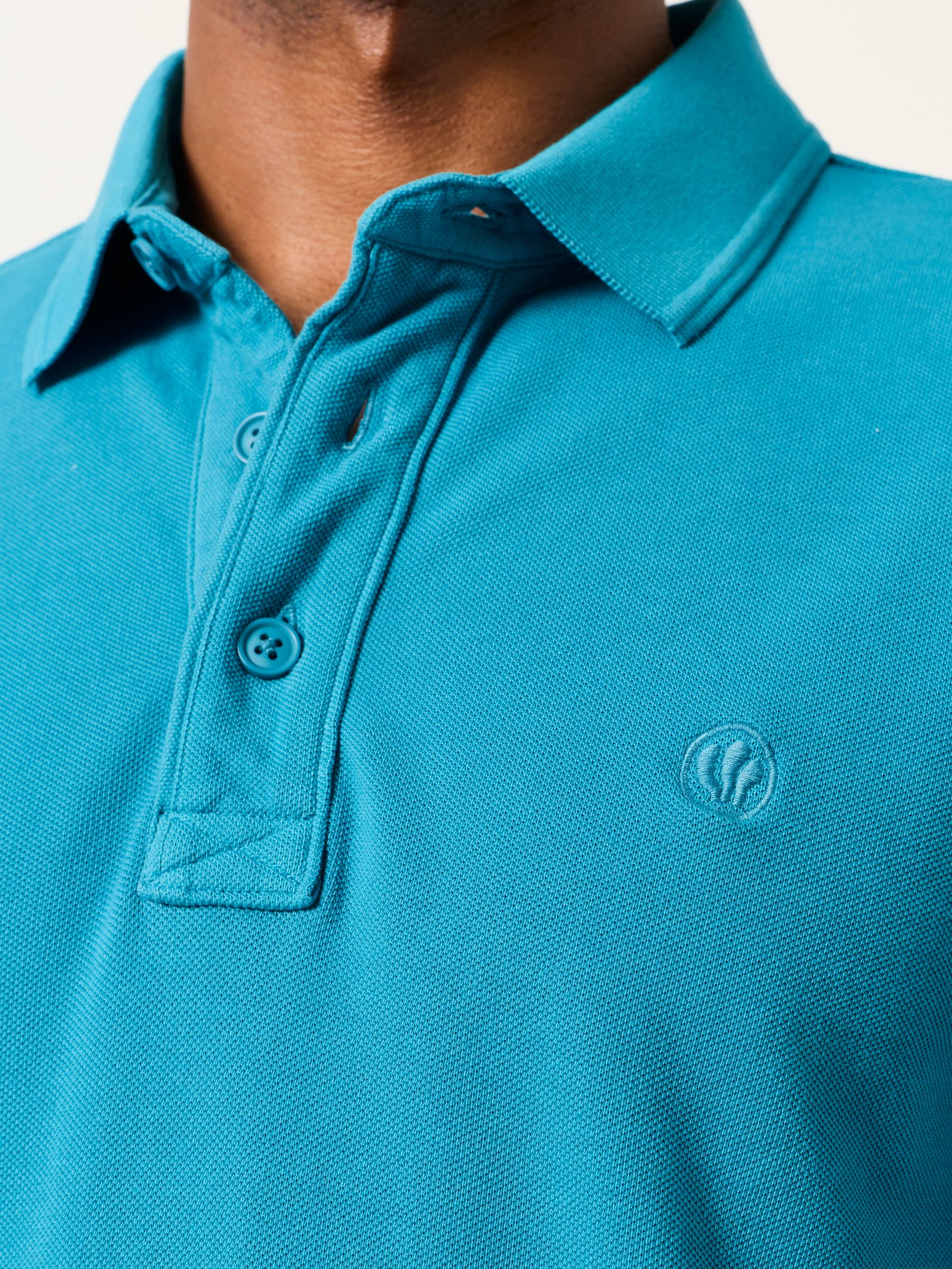 Turquoise Blue Short Sleeve Pique Polo Shirt - Image 4 of 5