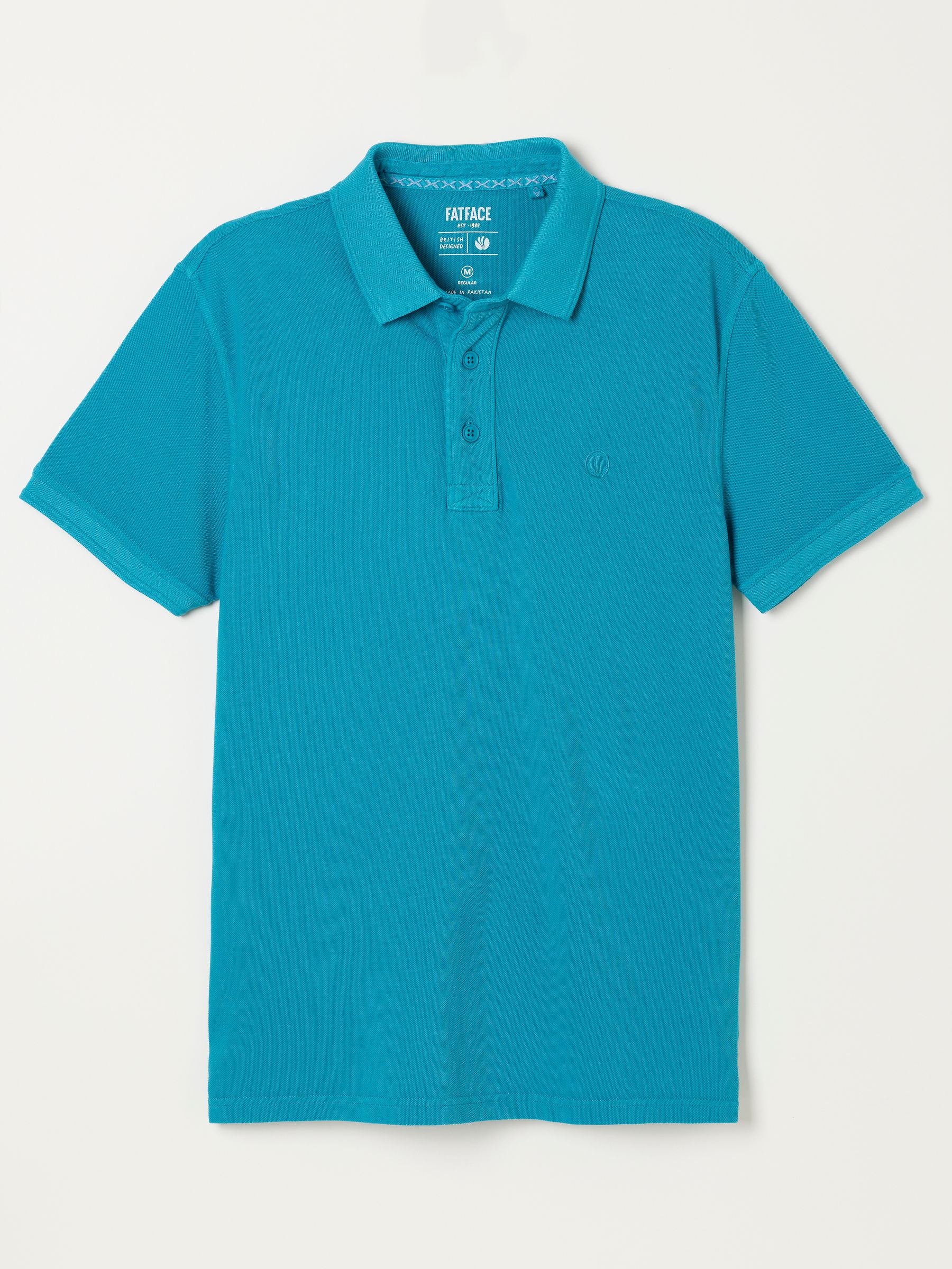 Turquoise Blue Short Sleeve Pique Polo Shirt - Image 5 of 5
