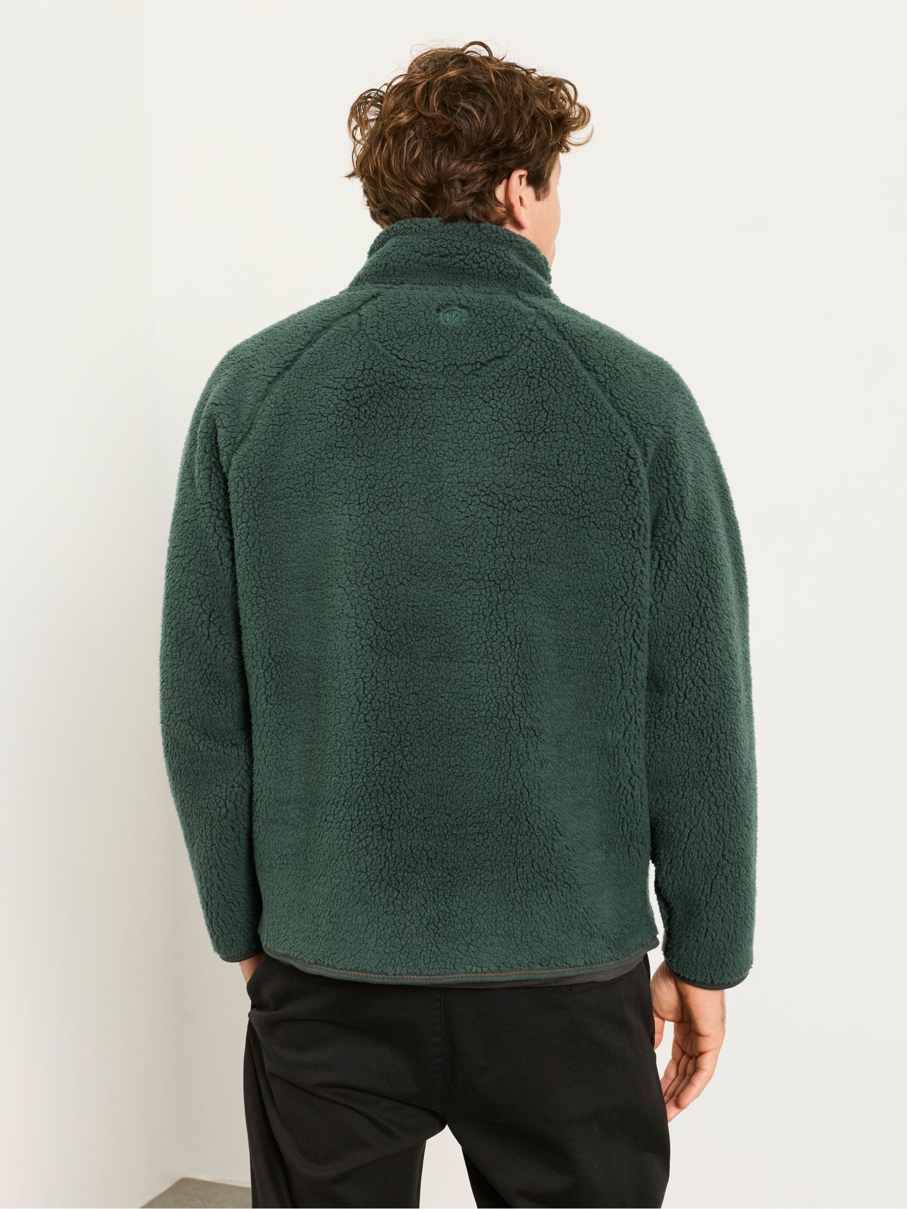 Dark Green Chest Stripe Funnel Neck Fleece - Image 2 of 6 Dark Green Chest Stripe Funnel Neck Fleece - Image 2 of 6