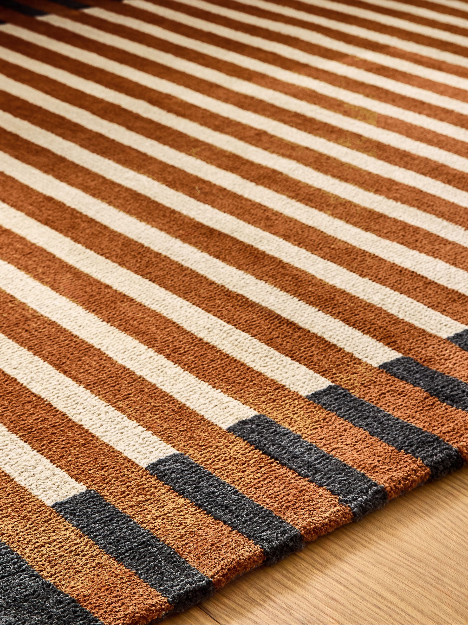Lois Stripe Rug in Rust Brown - Image 2 of 5
