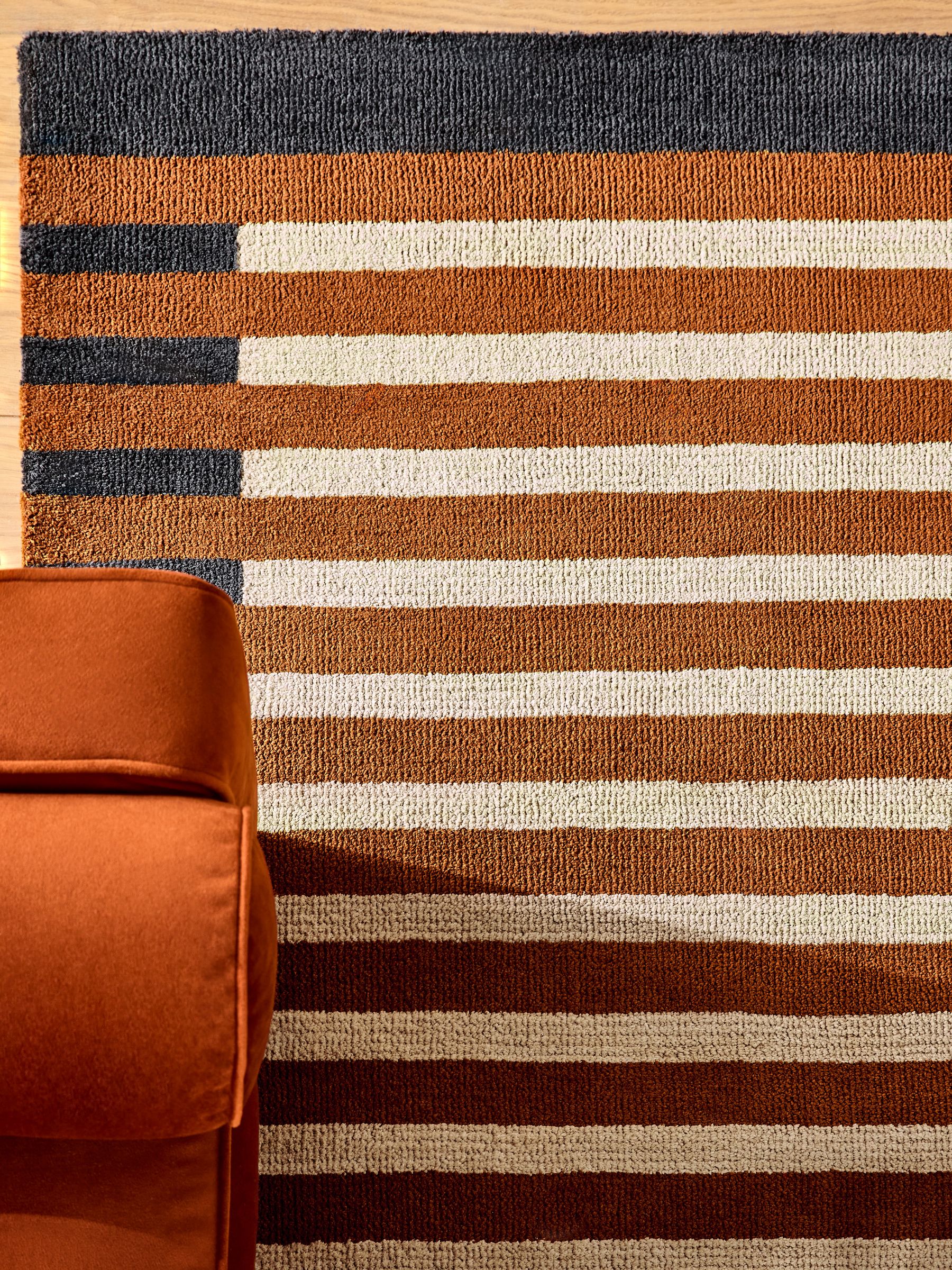 Lois Stripe Rug in Rust Brown - Image 3 of 5
