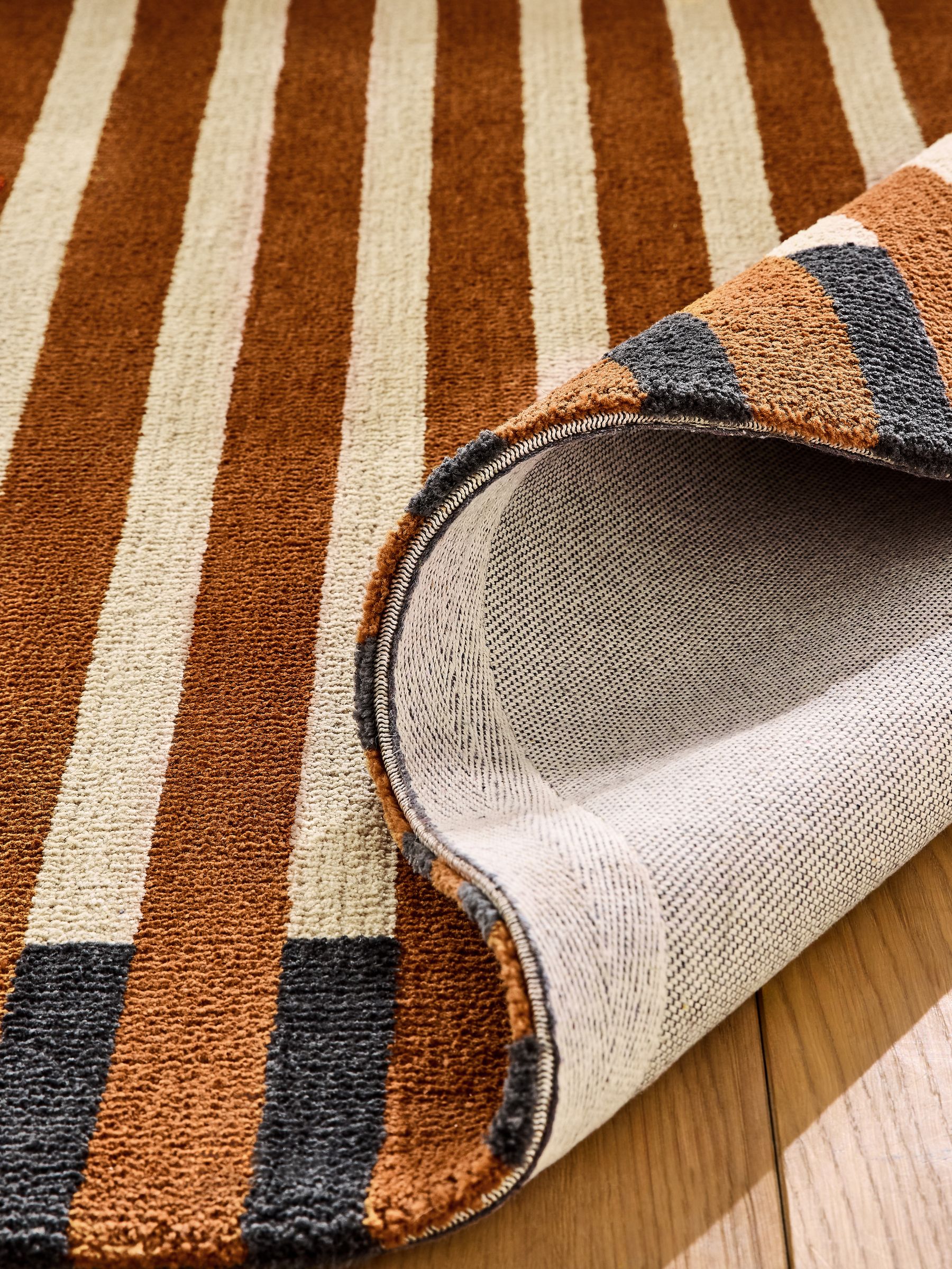 Lois Stripe Rug in Rust Brown - Image 4 of 5