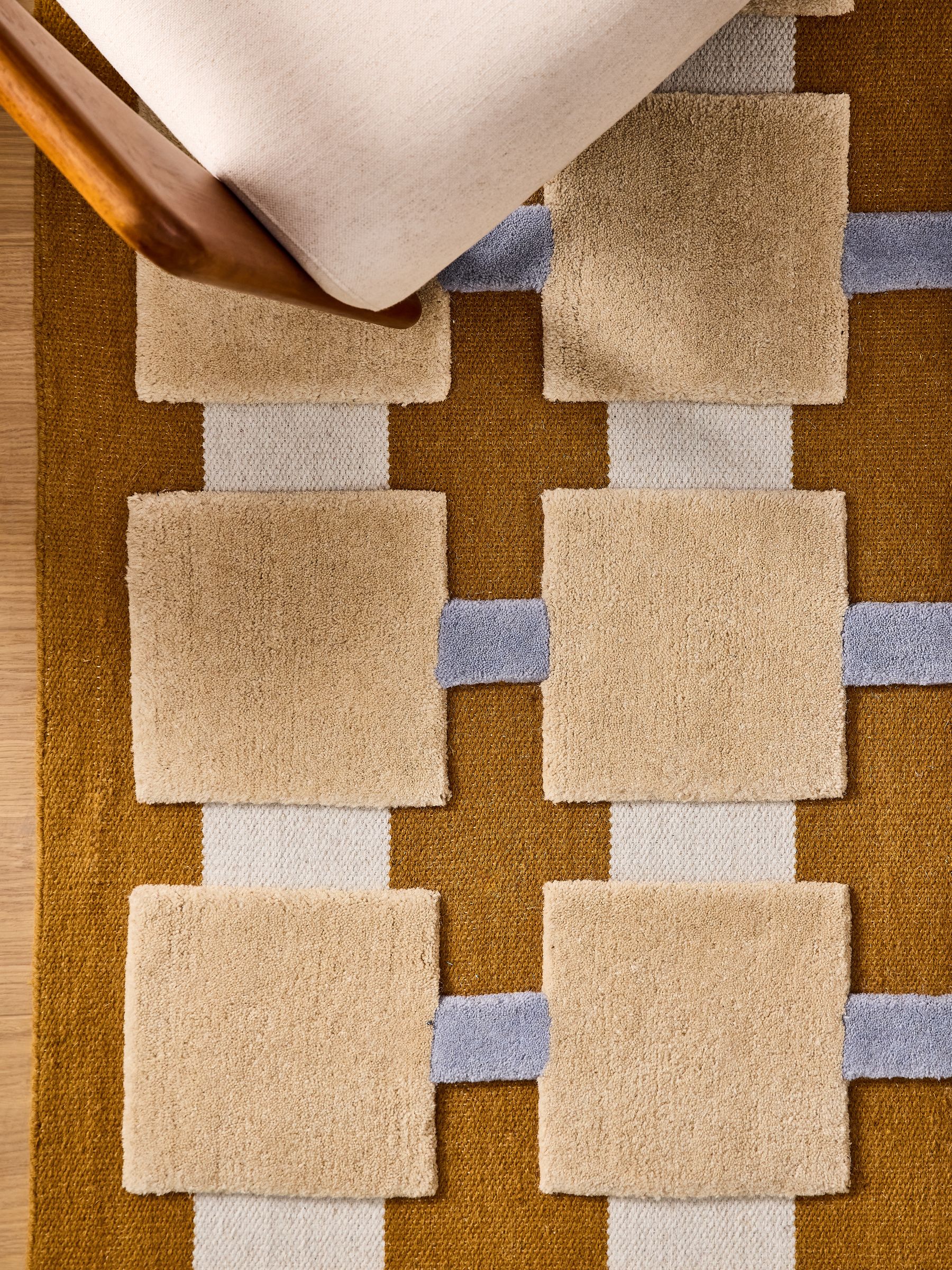 Mallory Tufted Flatweave Rug in Ochre Yellow - Image 3 of 5