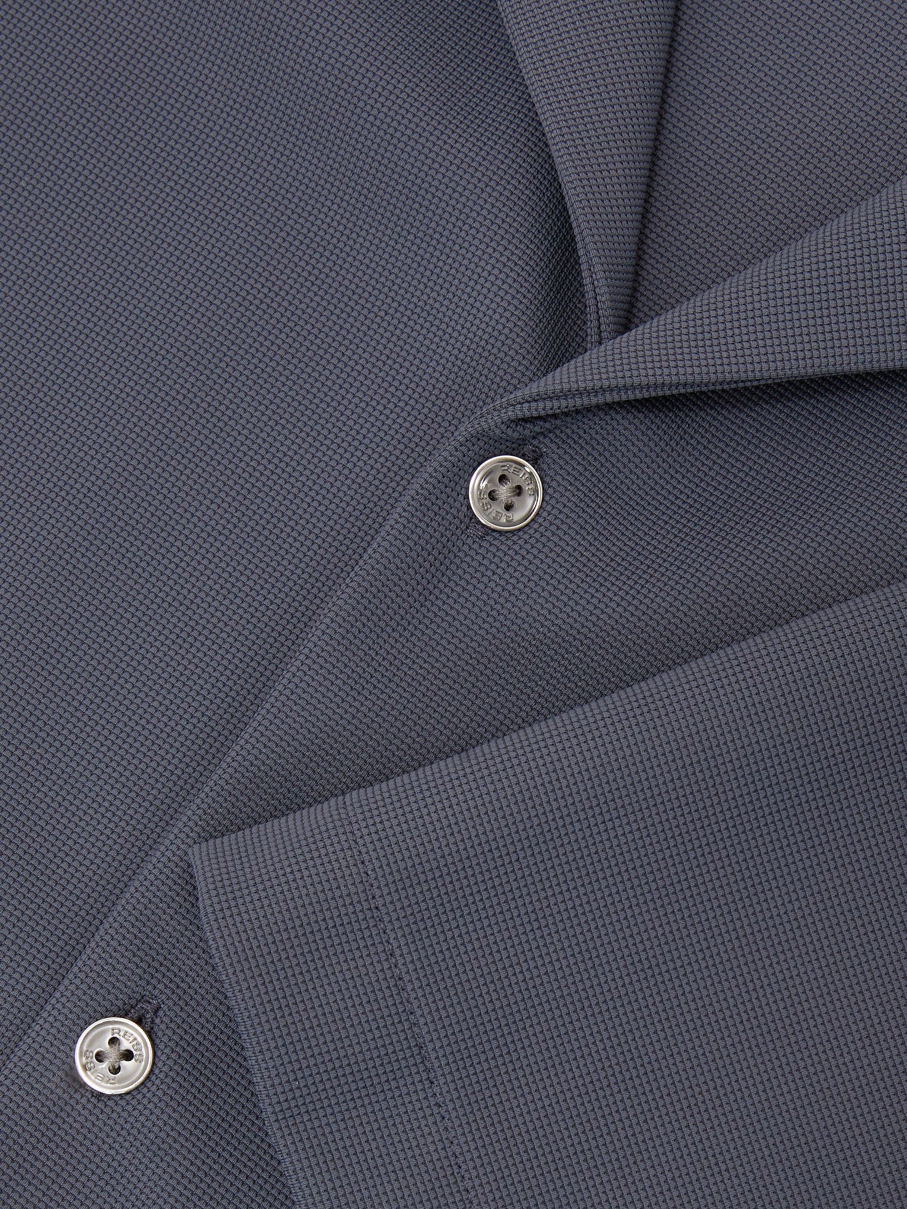 Stretch Textured Cuban-Collar Shirt in Airforce Blue - Image 6 of 6