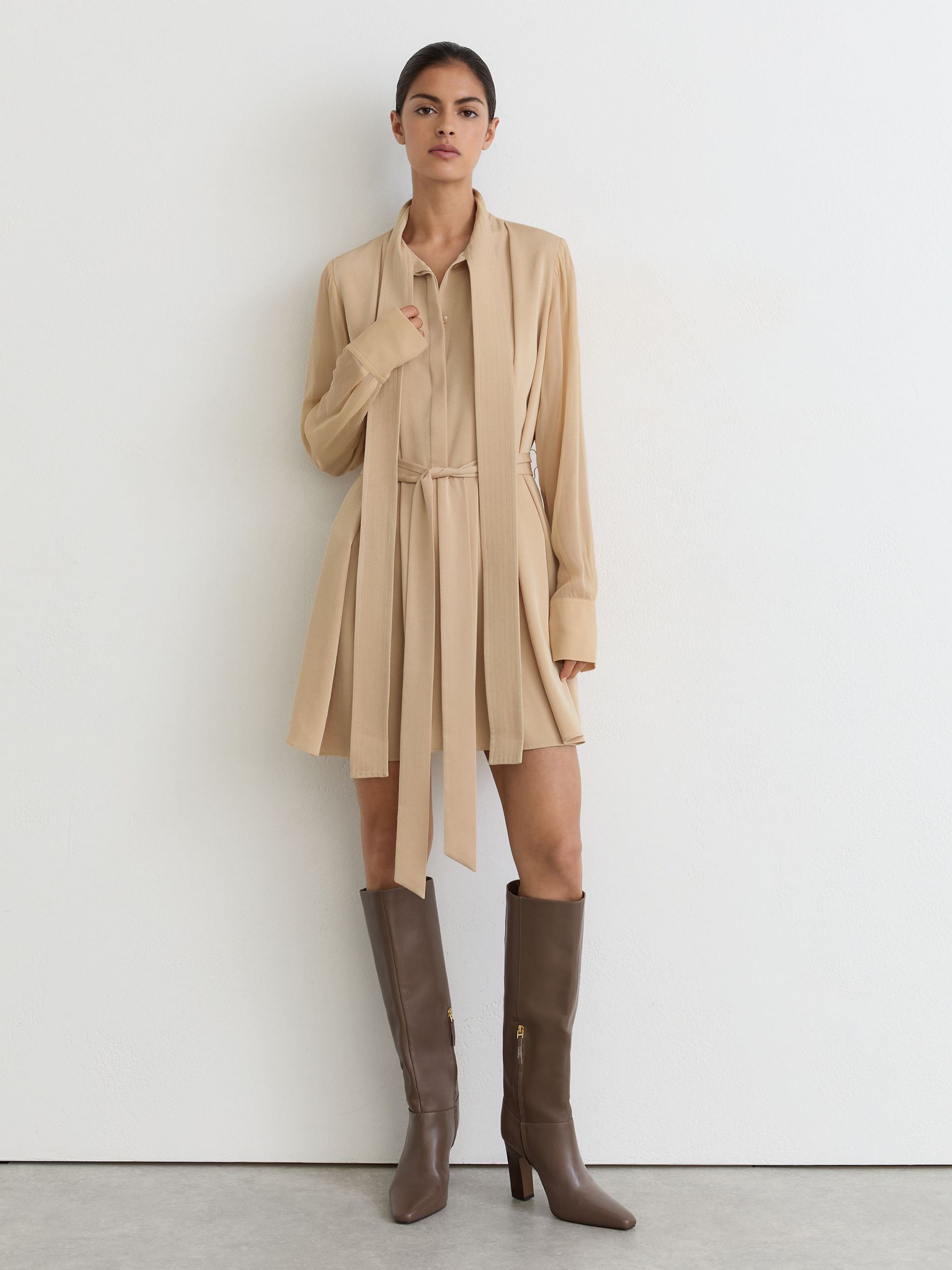 reiss beige dress Sleeveless midi