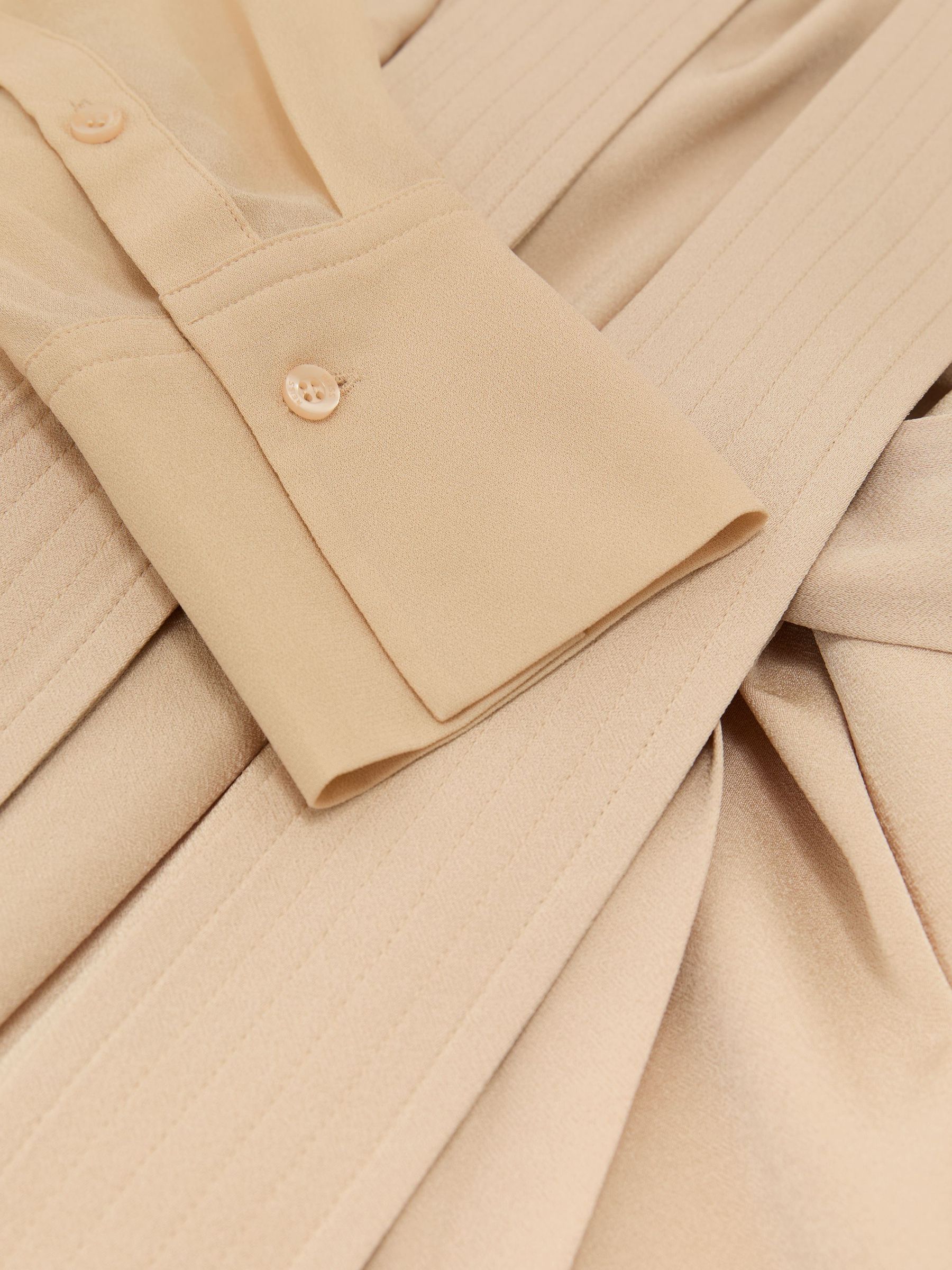 Tie-Neck Belted Mini Dress in Cream - Image 6 of 6