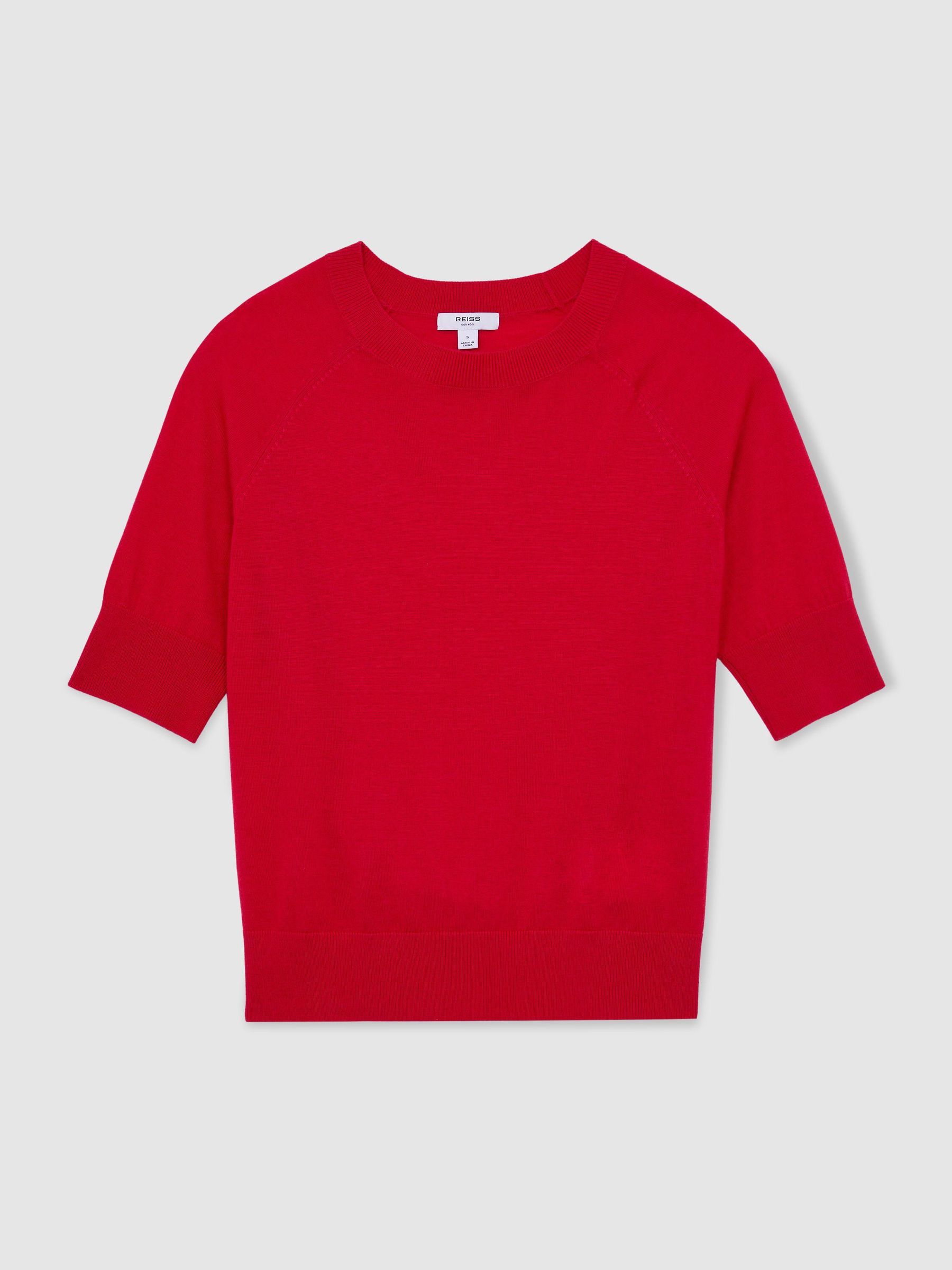 Merino Wool Crew-Neck T-Shirt in Red - Image 2 of 6