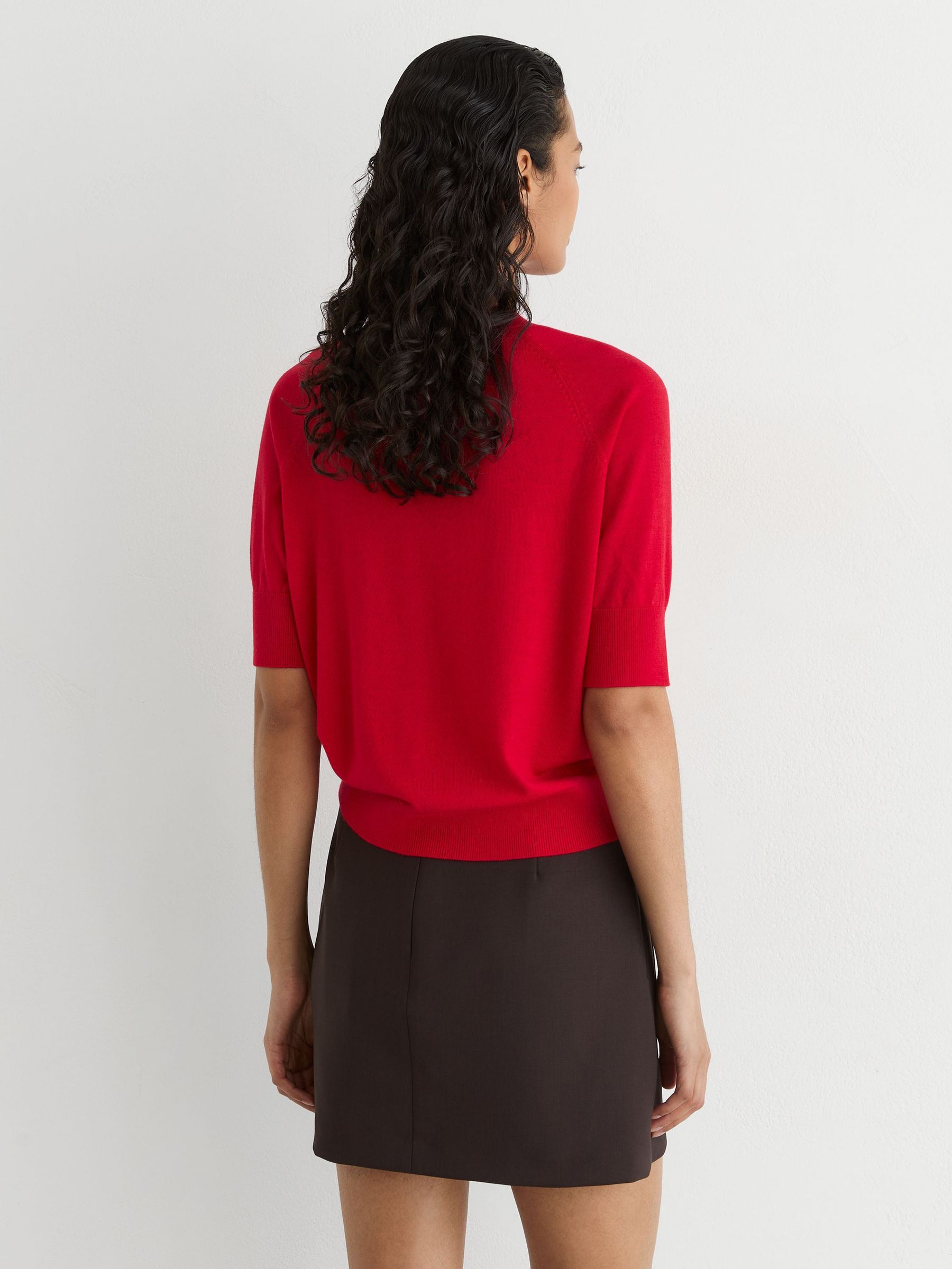 Merino Wool Crew-Neck T-Shirt in Red - Image 5 of 6