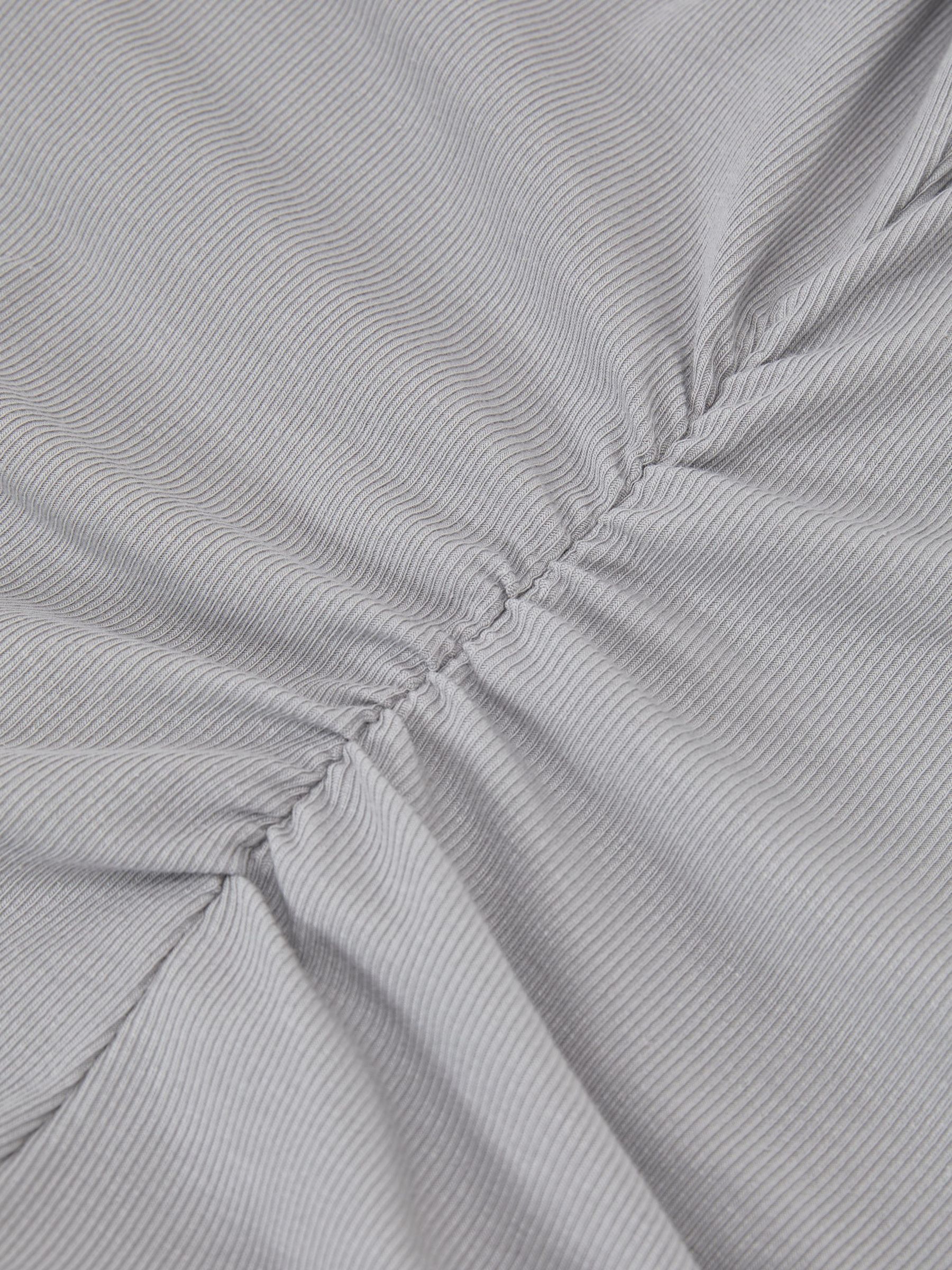 Modal-Cotton Sheer-Trim Ruched Vest in Grey - Image 7 of 7