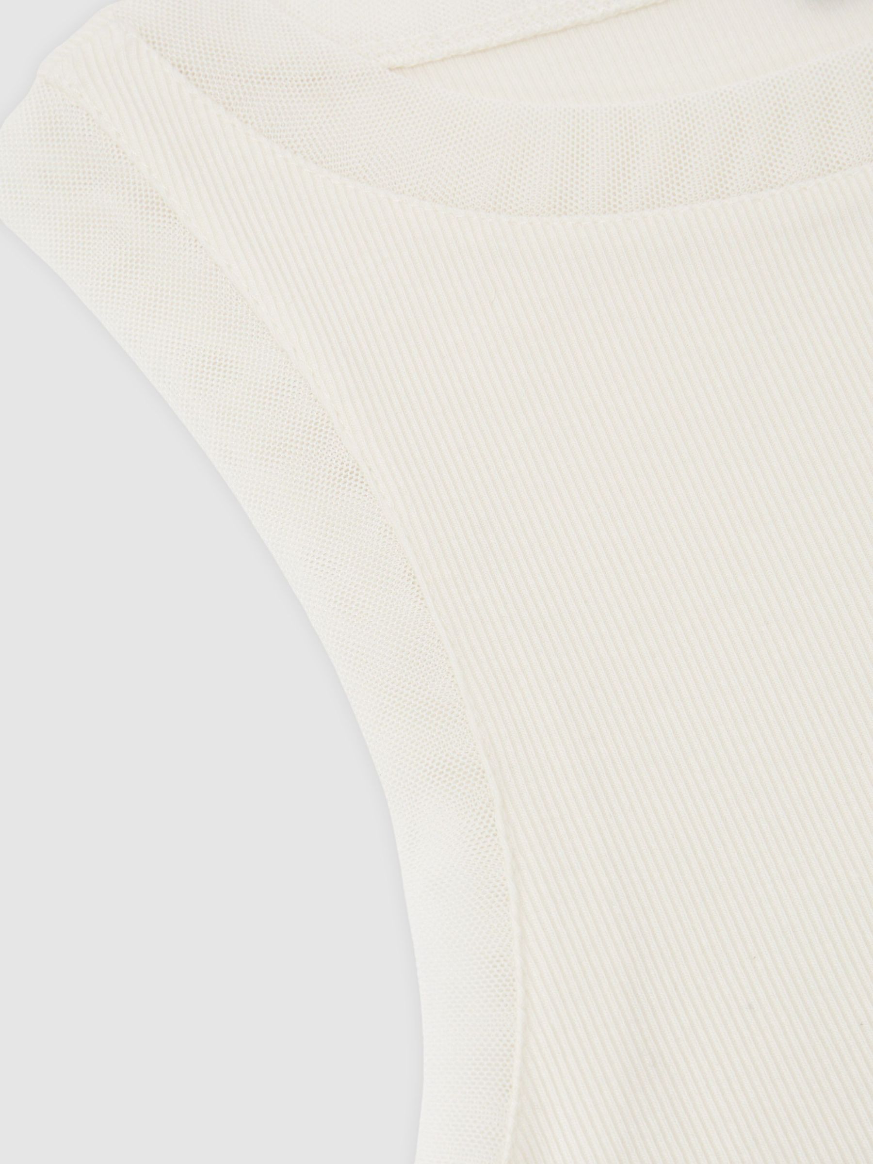 Modal-Cotton Sheer-Trim Ruched Vest in White - image 3