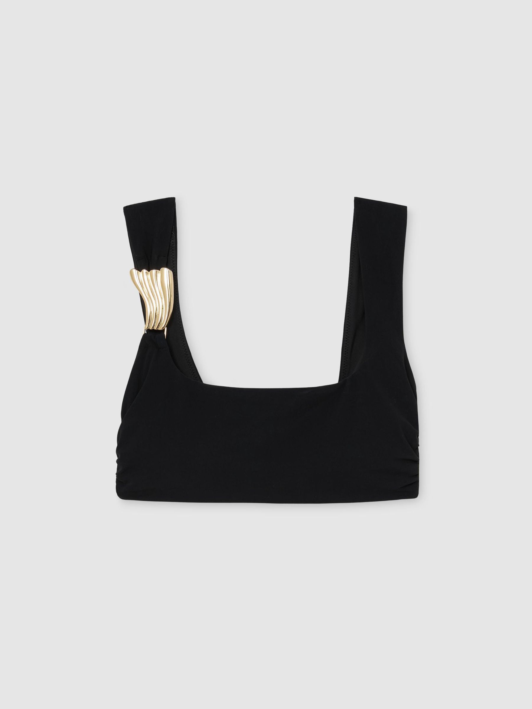 Hardware-Detail Square-Neck Bikini Top in Black - Image 2 of 6 Hardware-Detail Square-Neck Bikini Top in Black - Image 2 of 6
