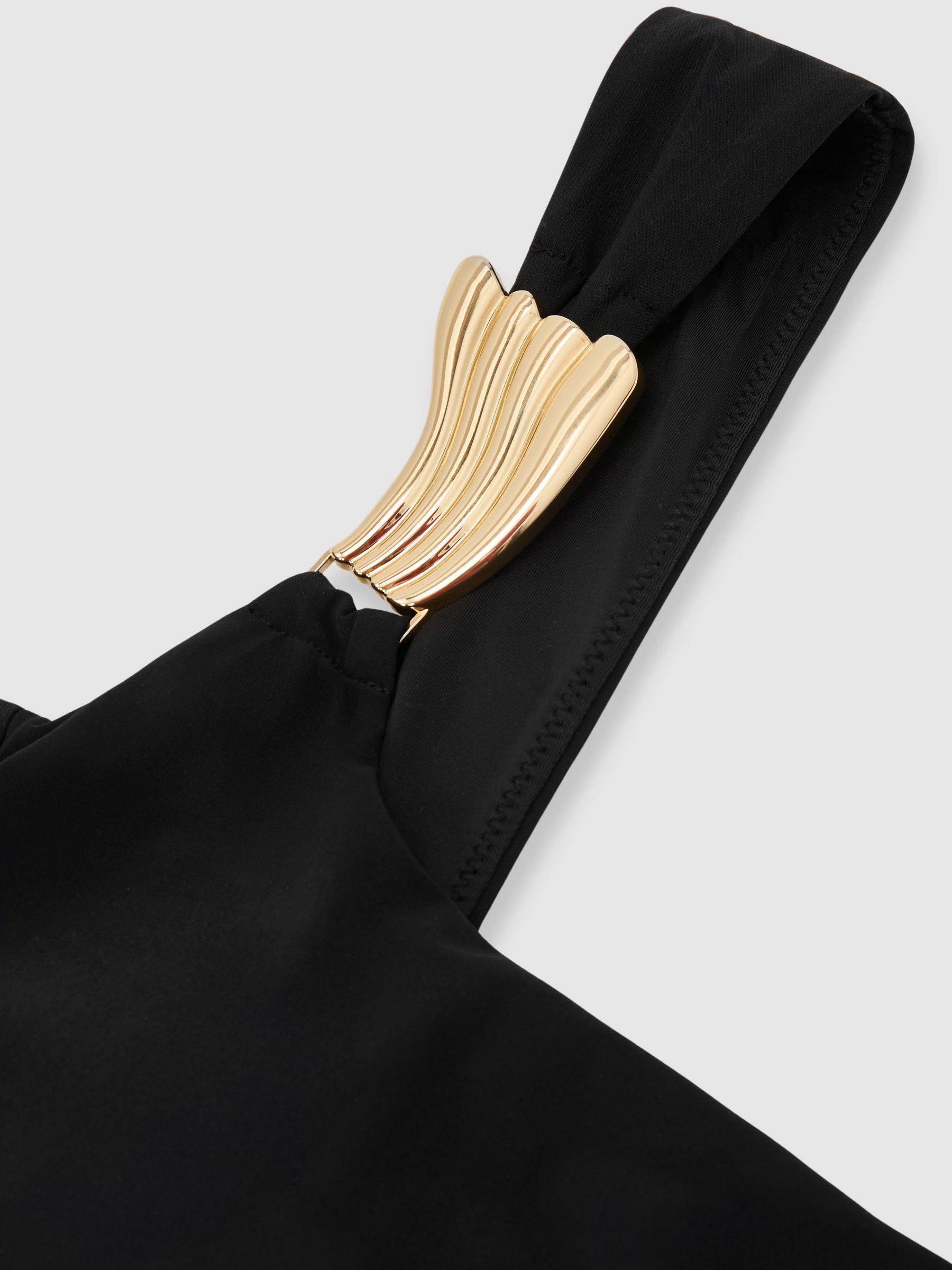 Hardware-Detail Square-Neck Bikini Top in Black - Image 6 of 6