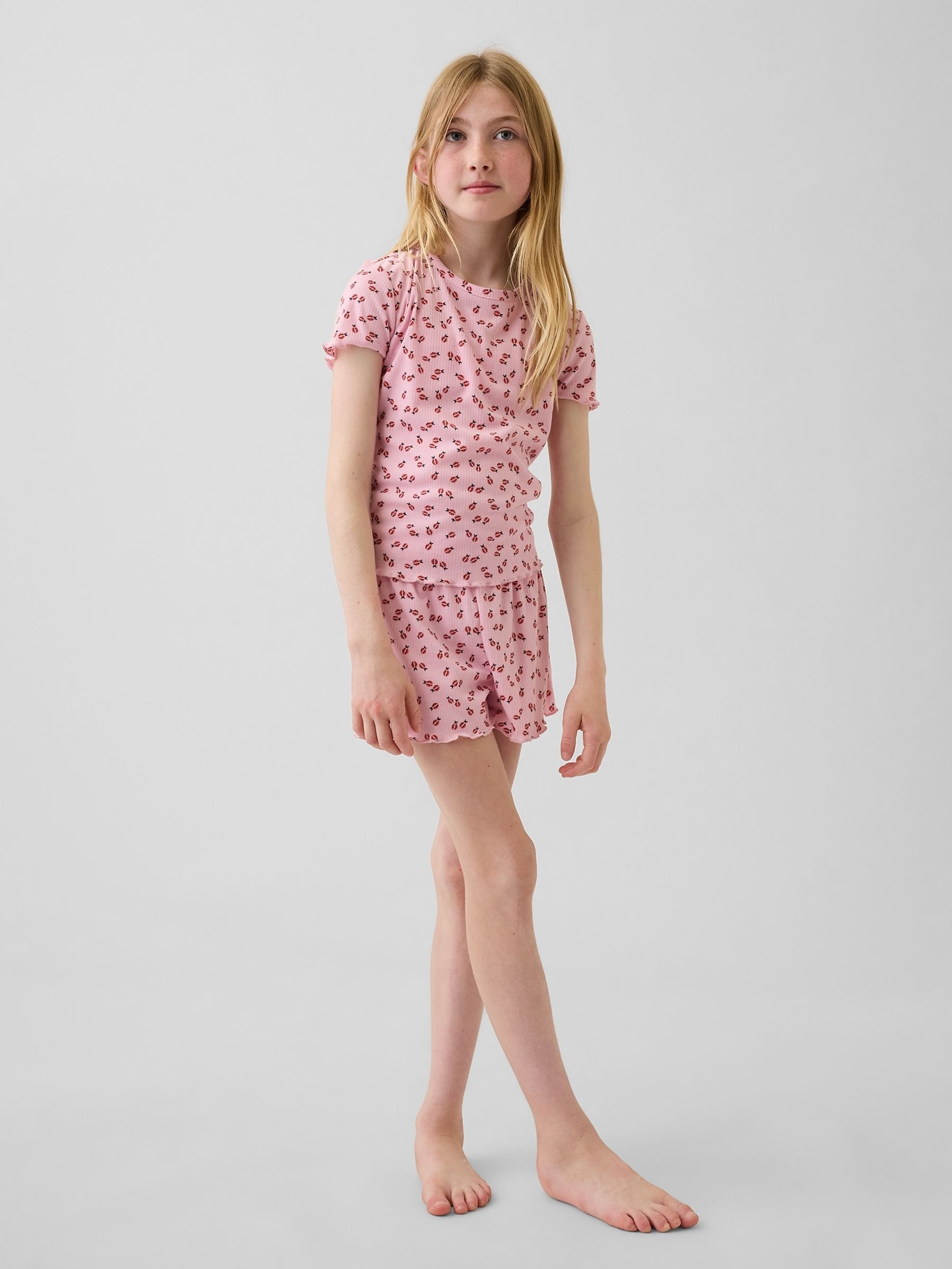 Pink Rib Pyjamas short Set - Image 1 of 4