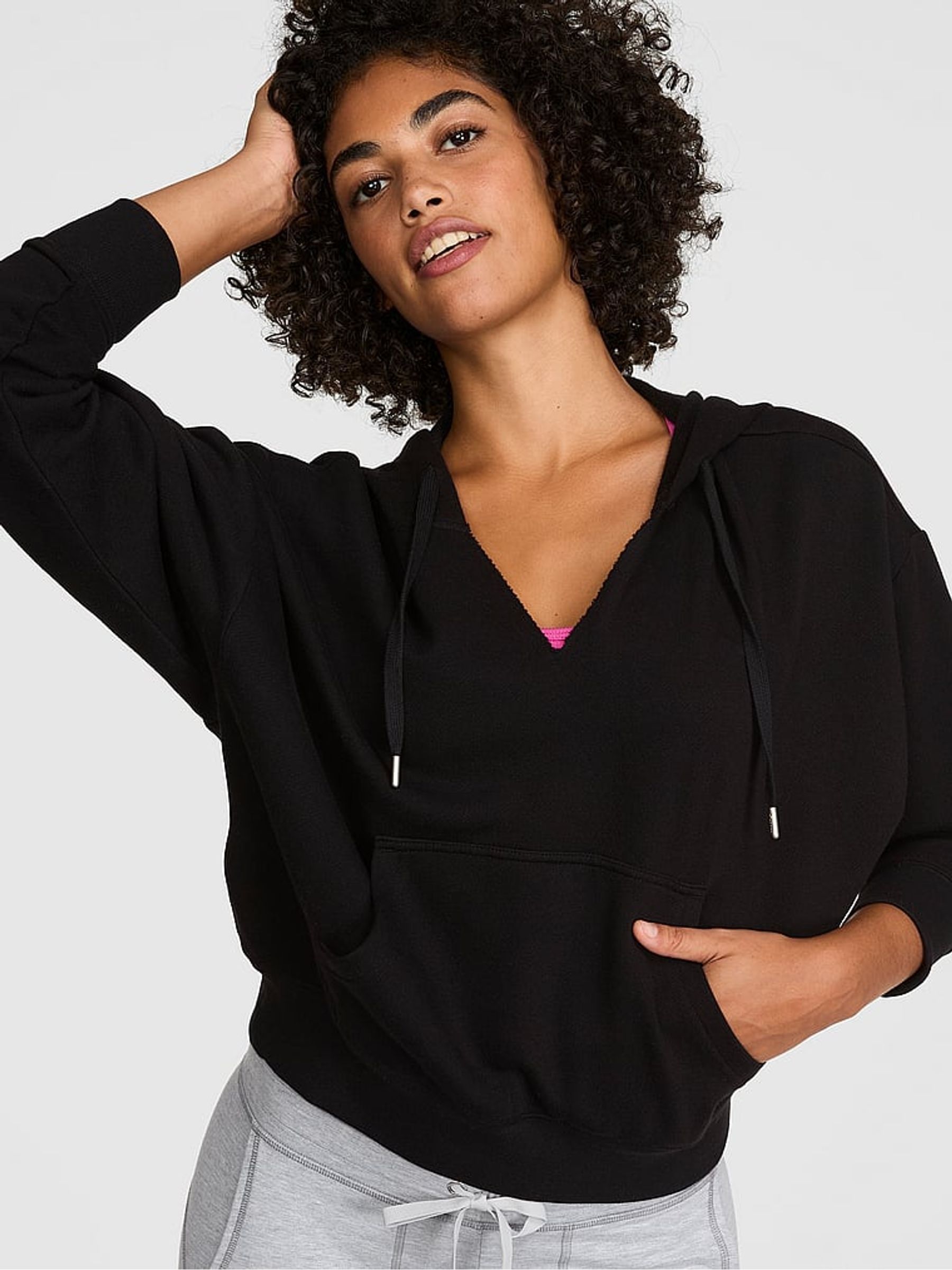 Black Notch Neck Hoodie - Image 1 of 2