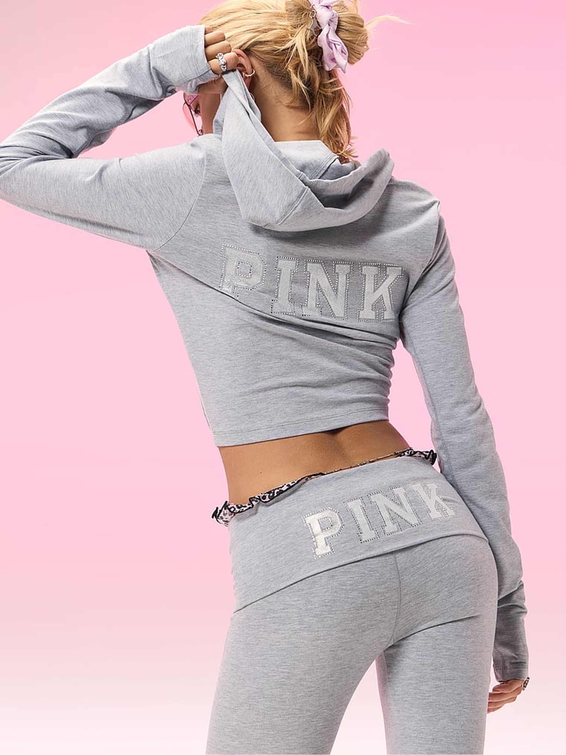 Medium Heather Grey Shine Foldover Leggings - Image 3 of 3
