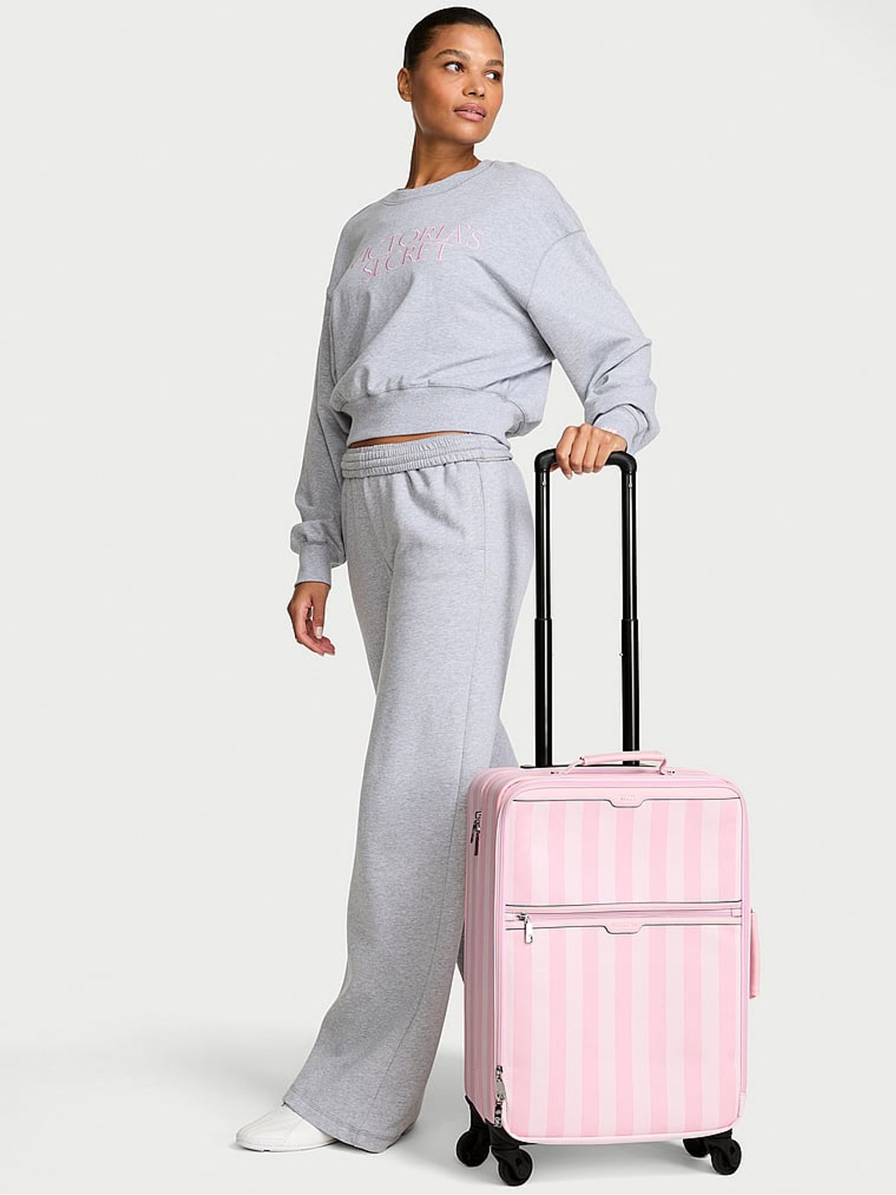 Pink Heritage Stripe Carry On Rolling Suitcase - Image 1 of 3 Pink Heritage Stripe Carry On Rolling Suitcase - Image 1 of 3