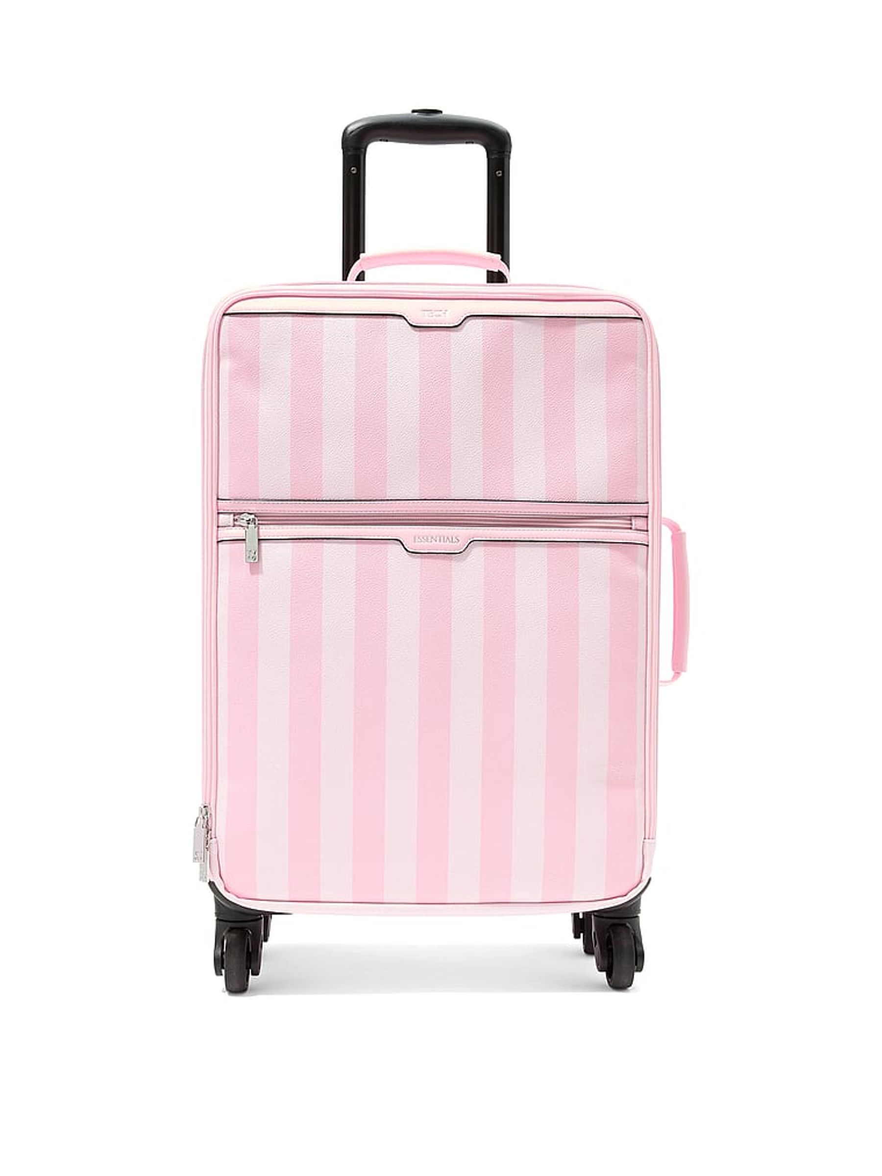 Pink Heritage Stripe Carry On Rolling Suitcase - Image 2 of 3