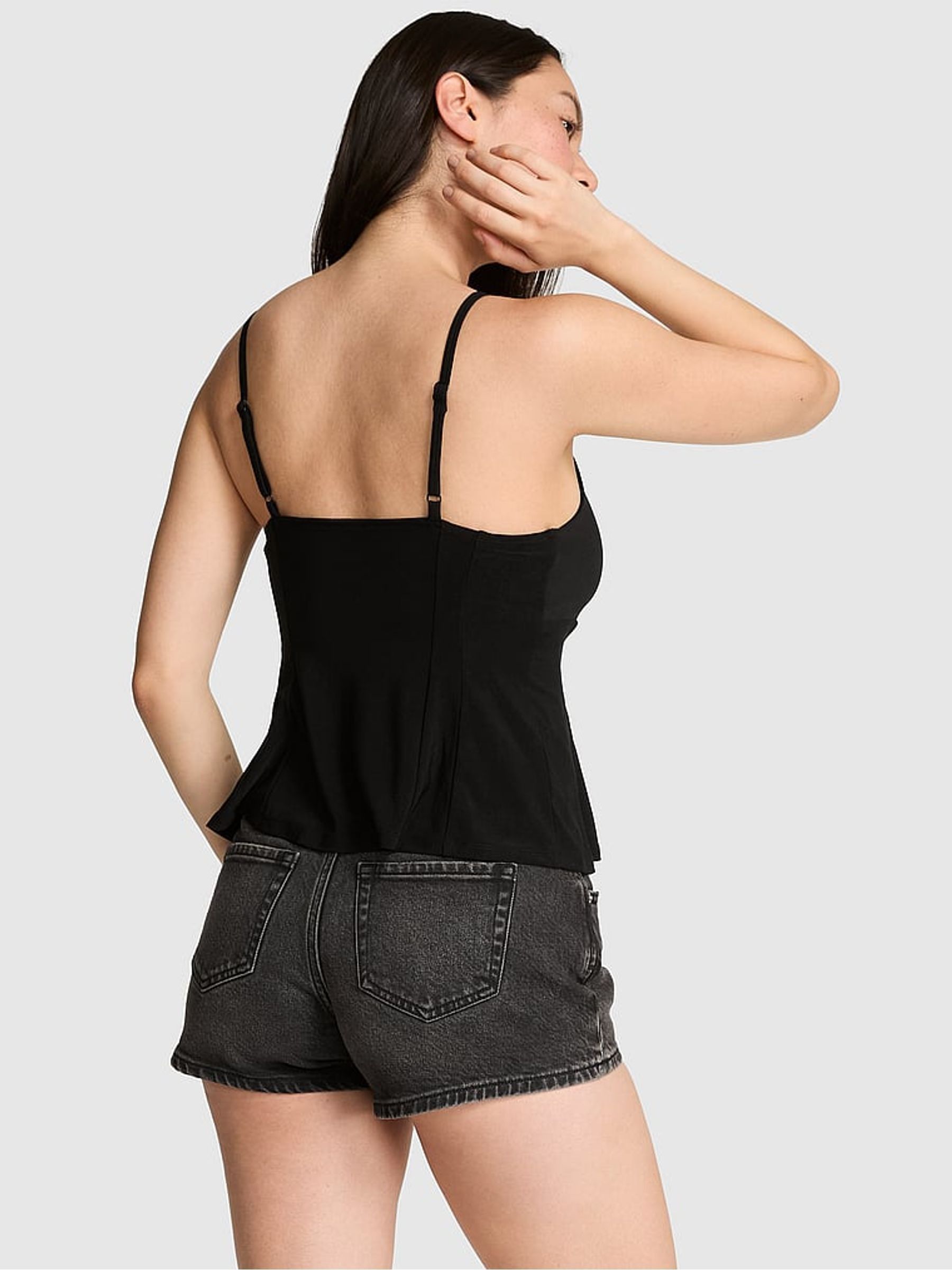 Black Knit Corset Cami Top - Image 2 of 2 Black Knit Corset Cami Top - Image 2 of 2