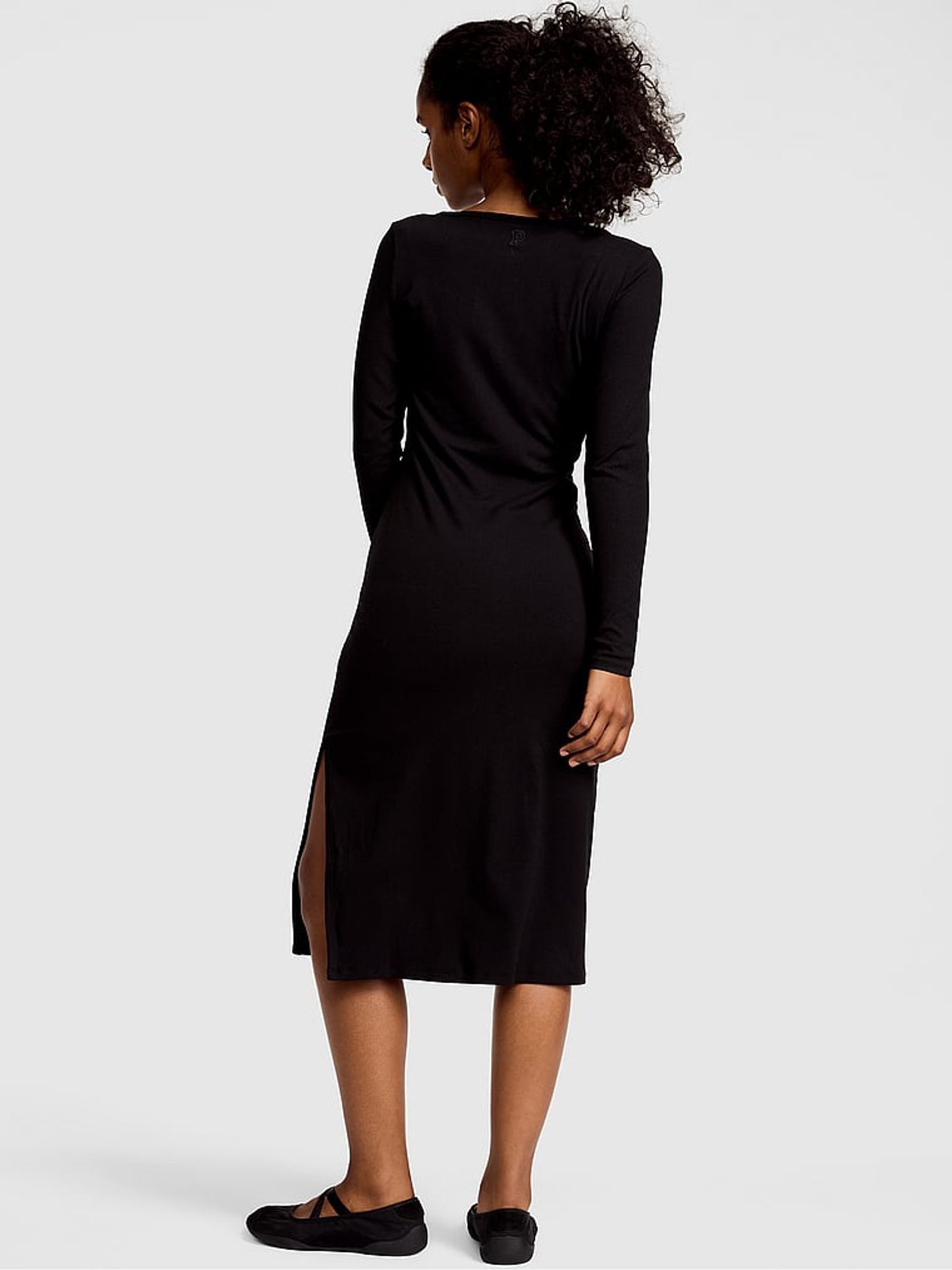 Black Ribbed Midi Dress - Image 2 of 2